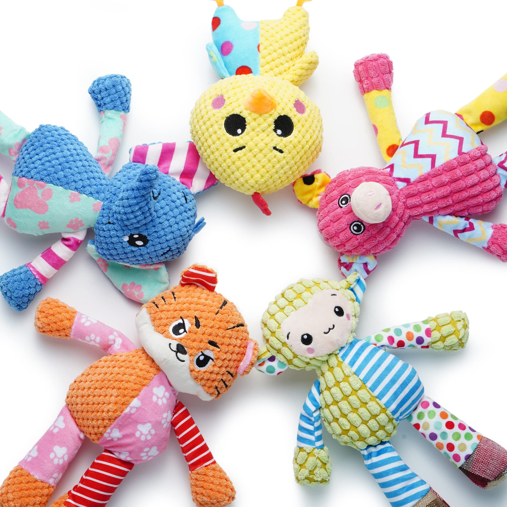 Nocciola Stuffed Crinkle Squeaky Dog Toys: 5 Pack Cute Animal Plush Dog Toys for Small Medium Size Dogs, Durable Puppy Chew Toys