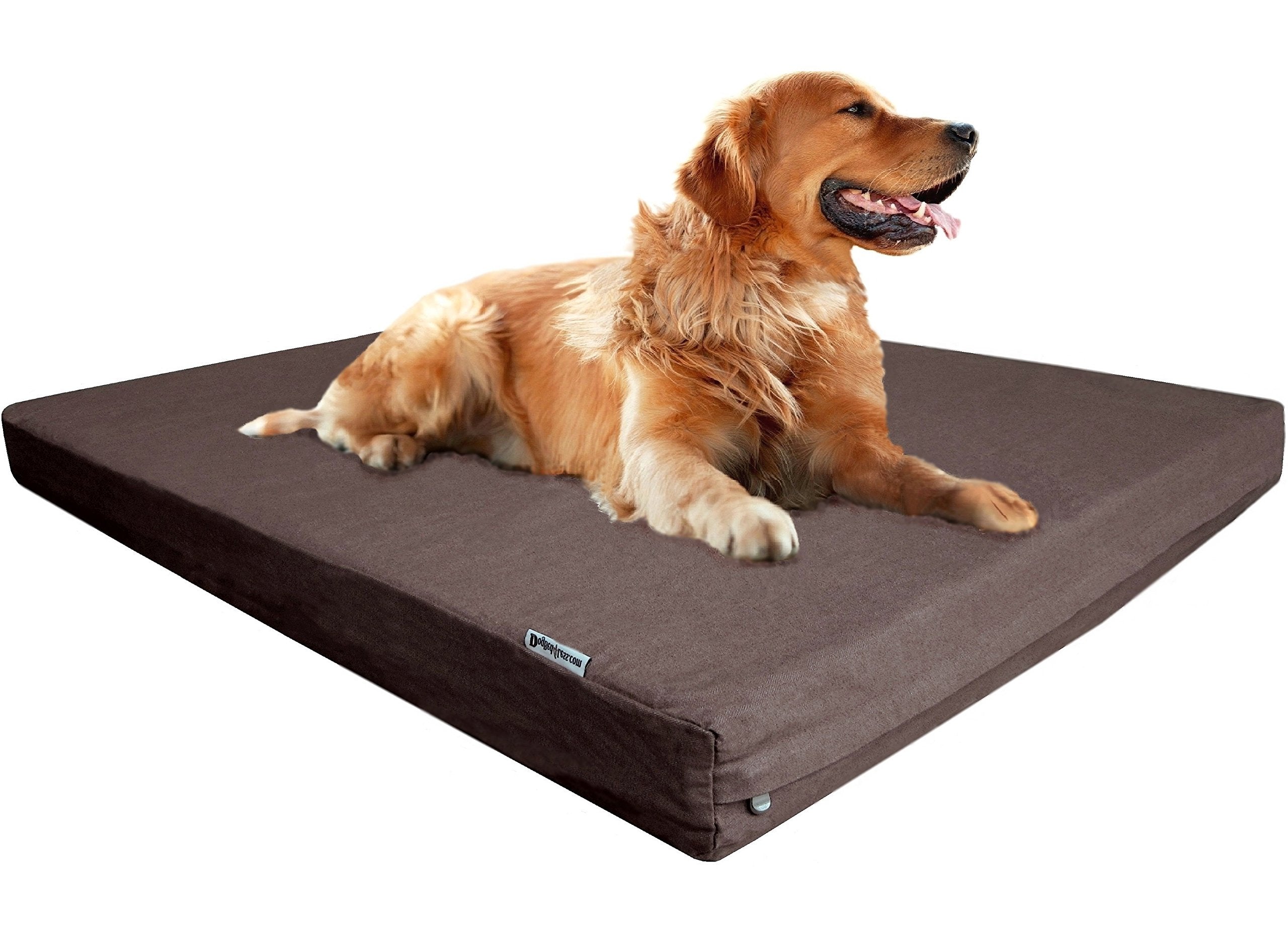 Dogbed4less True Orthopedic Memory Foam Dog Bed with Waterproof Liner for Medium to Large Pet, Denim in Brown, Gel Cooling XL 40