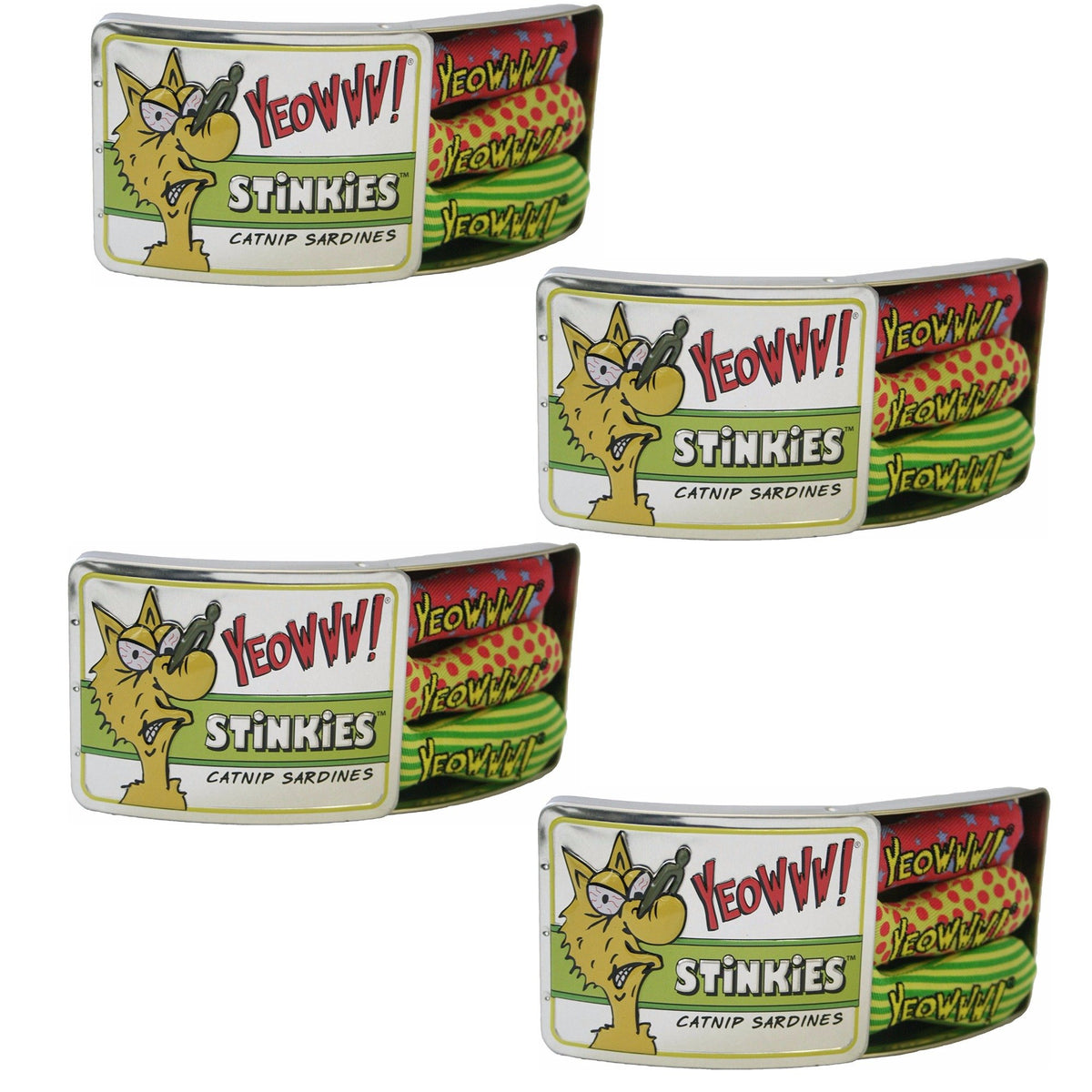 Yeowww! Stinkies Catnip Sardines 4 Pack | Pure Leaf And Flowertop | 3 Per Tin