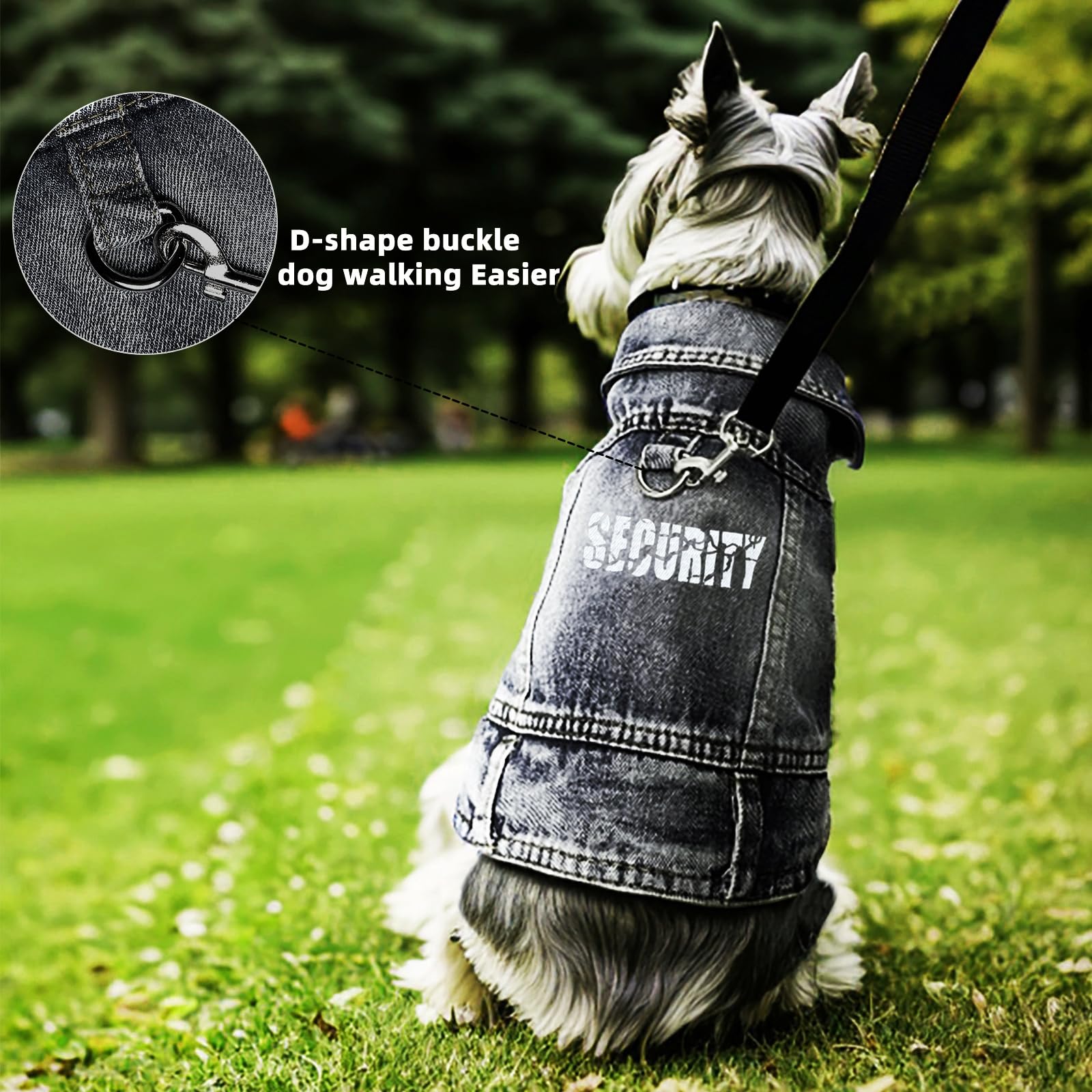 JcDuDoi Dog Jeans Black Security Jacket Denim Pet Coat for Puppy Small Dogs Cotton Classic Overalls Male Cat Costumes Sleeveless