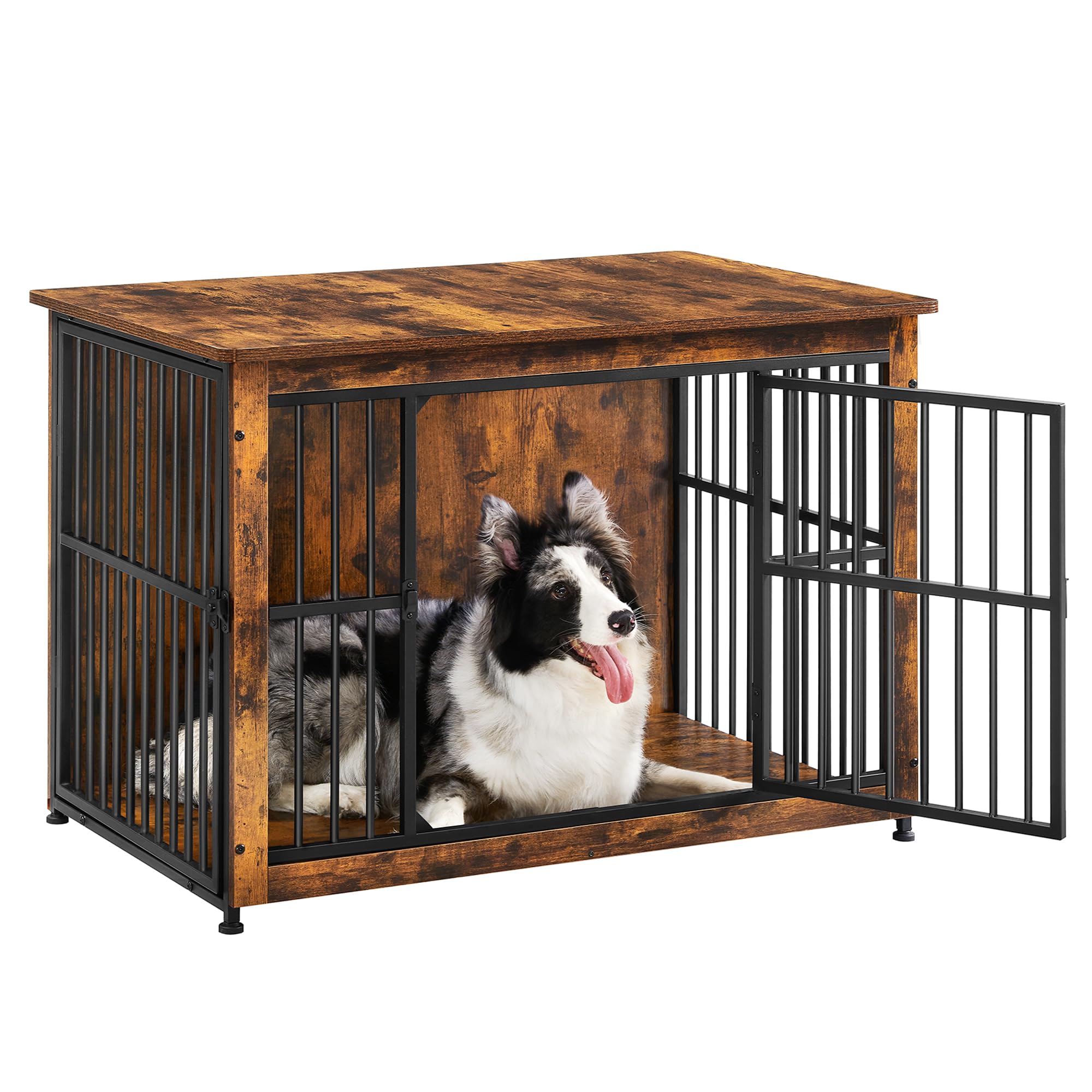 Feandrea Dog Crate Furniture, 38.6 Side End Table, Modern Kennel for Dogs Indoor up to 70 lb, Heavy-Duty Dog Cage with Enclosed 