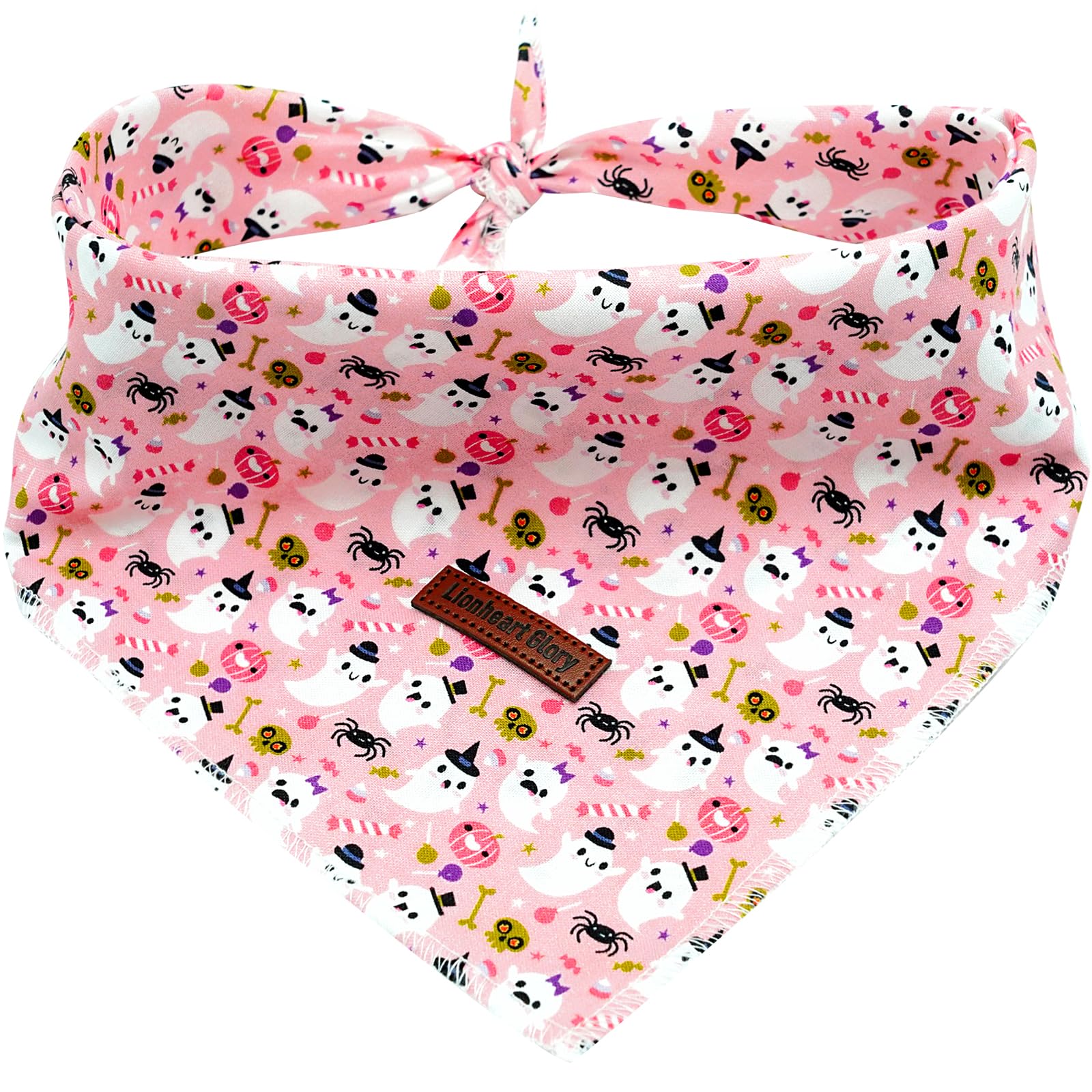 Lionheart Glory Fall Plaid Dog Scarf - Washable, Soft, Square, Adjustable Bandana For Medium To Large Dogs - Halloween Theme