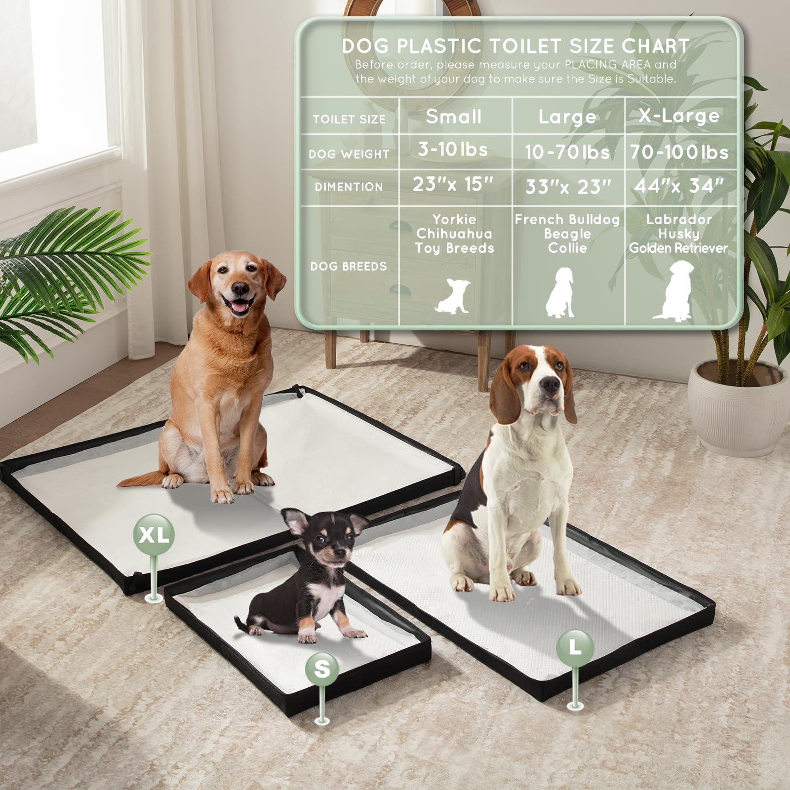 Hq4Us 4Legs Small Portable Dog Pee Pads Holder For Travel, Puppy Pad Holder Foldable Liner Base 23''X15'' Training Pad Holder With Fixing Clips, Dog Litter Box Waterproof, Easy Clean,Indoor Dog Potty