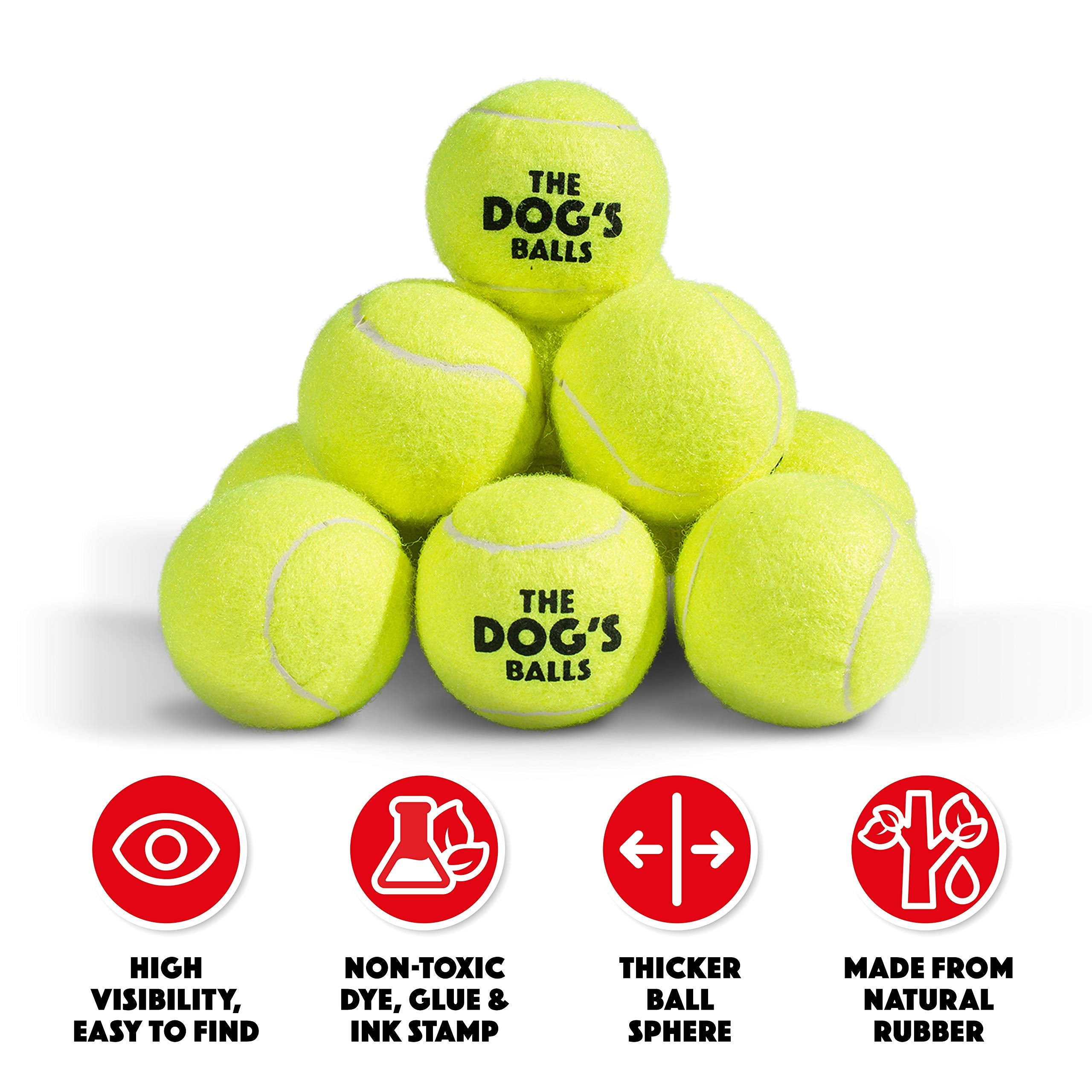 The Dog'S Balls, Dog Tennis Balls, 12-Pack Yellow, 2.5 Inches Diameter Dog Toy, Strong Dog & Puppy Ball For Training, Play, Exercise & Fetch