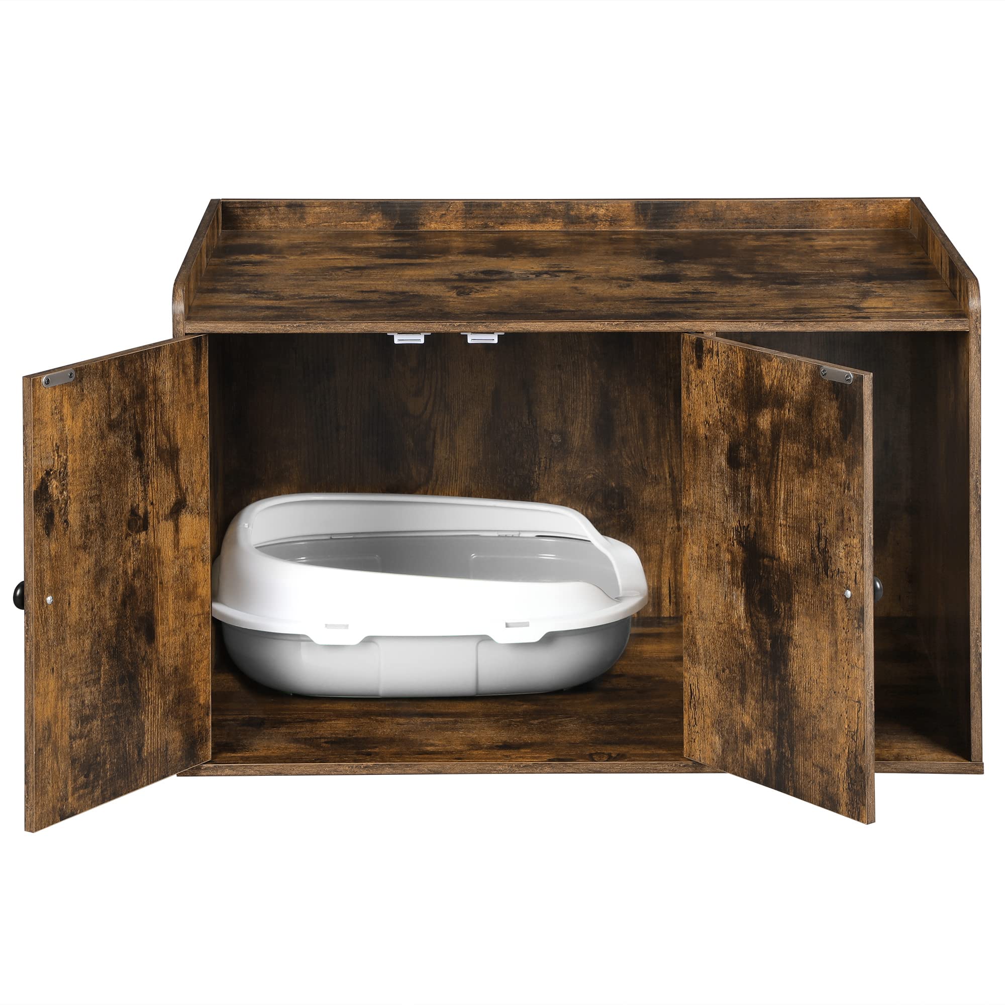 Feandrea Litter Box Enclosure, Cat Litter Box Furniture Hidden, With Front Entry, Modern Cat House For Indoor Cat, Kitty, Side End Table, 32.4 X 20.9 X 19.7 Inches, Rustic Brown Upcl001X01