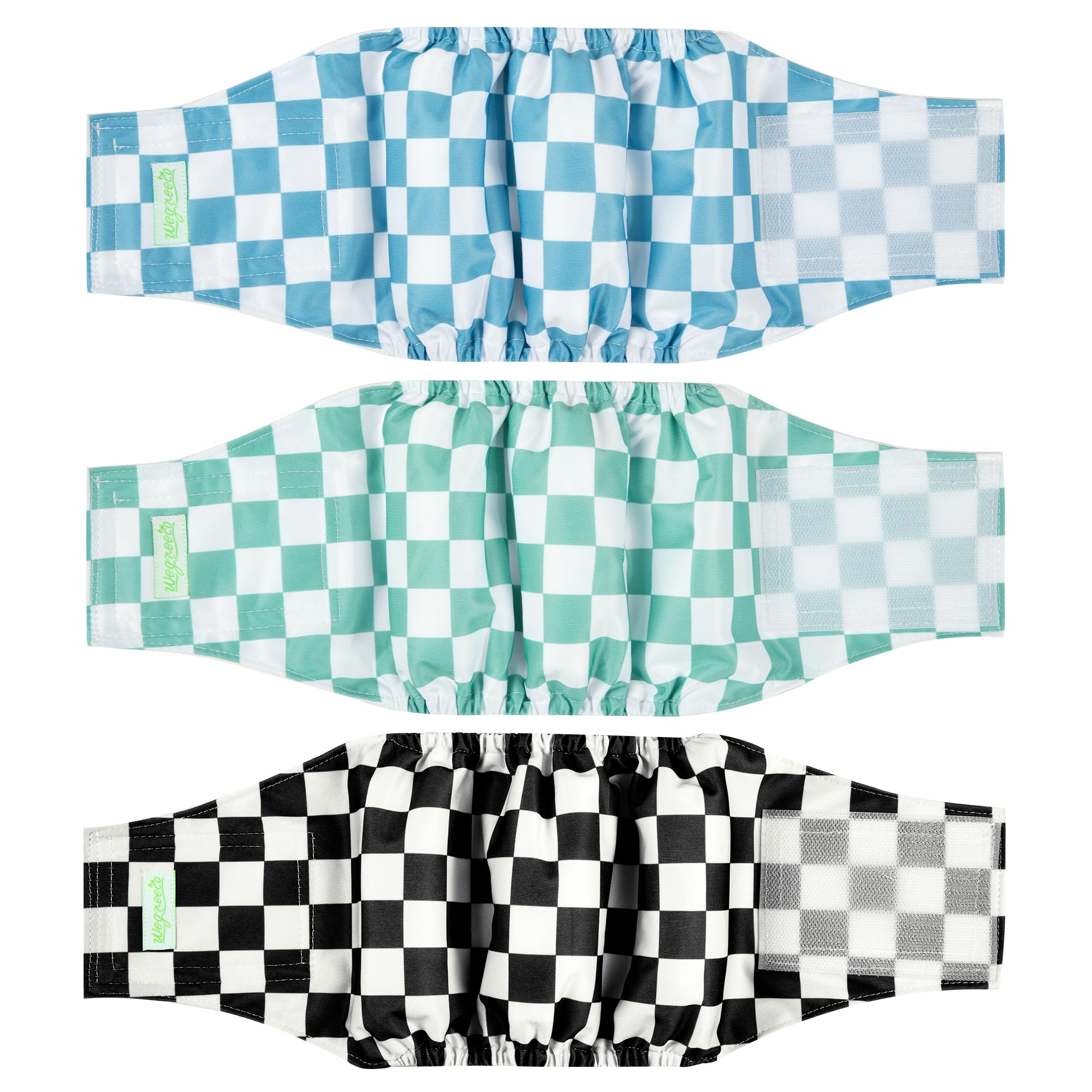Wegreeco Washable Male Dog Belly Band Stylish - Dog Diapers Male - Washable Male Dog Belly Wrap (Blue, Green, Black Checkerboard