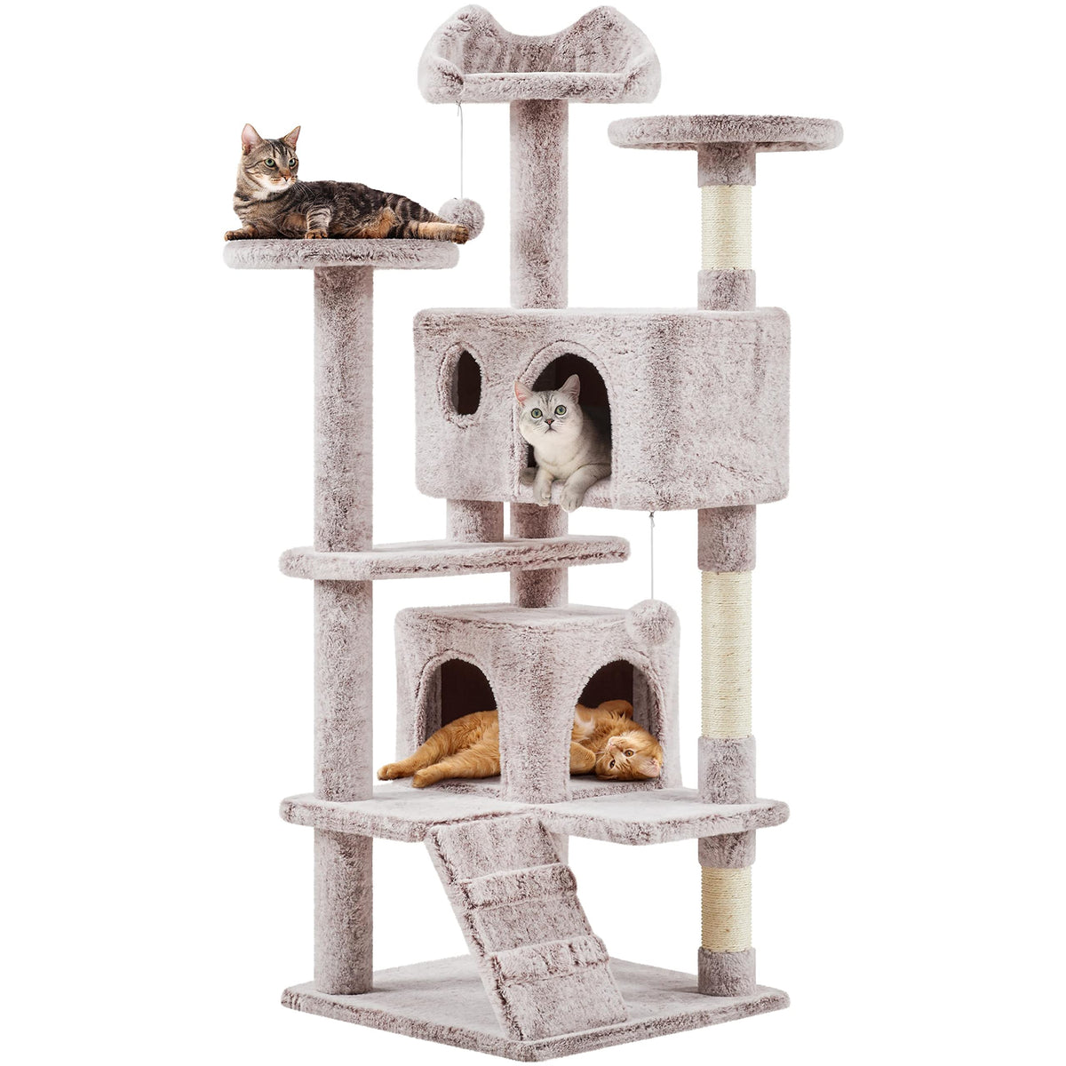 Yaheetech 54In Cat Tree, Cat Tower With Double Cat Condo, Sisal Scratching Posts, And Dangling Balls, Cat Furniture Kitten Play 