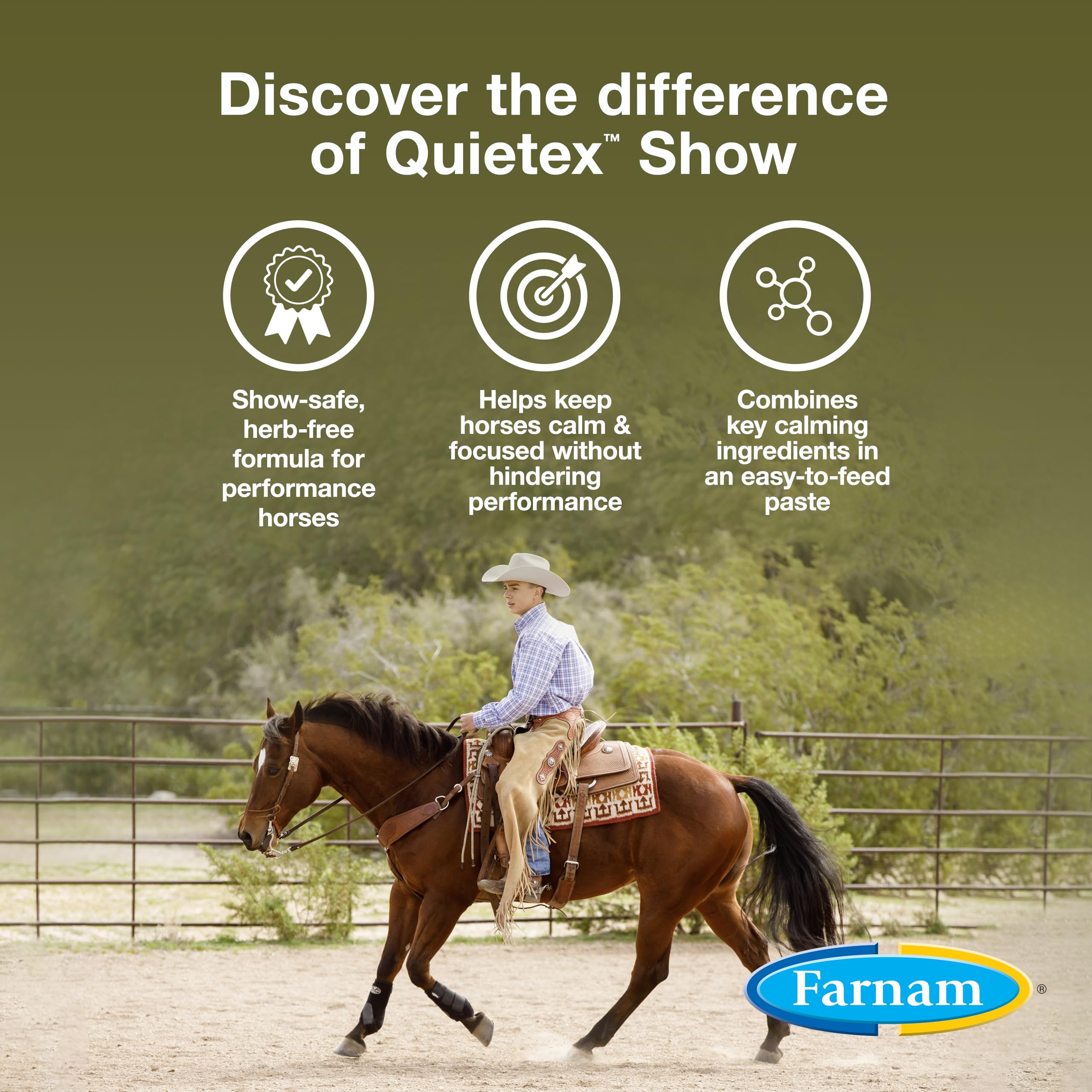 Farnam Quietex Show Calming & Focusing Paste, Helps Keep Horses Calm & Relaxed That Become Nervous in The Show Ring 30 cc