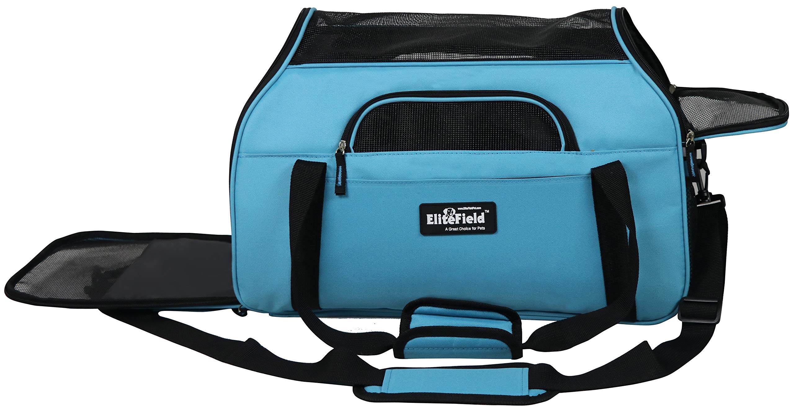 EliteField Soft Pet Carrier (3 Year Warranty, Airline Approved) Soft Sided Dog Puppy Cat Carrier Travel Bag (X-Large: 21 L x 12