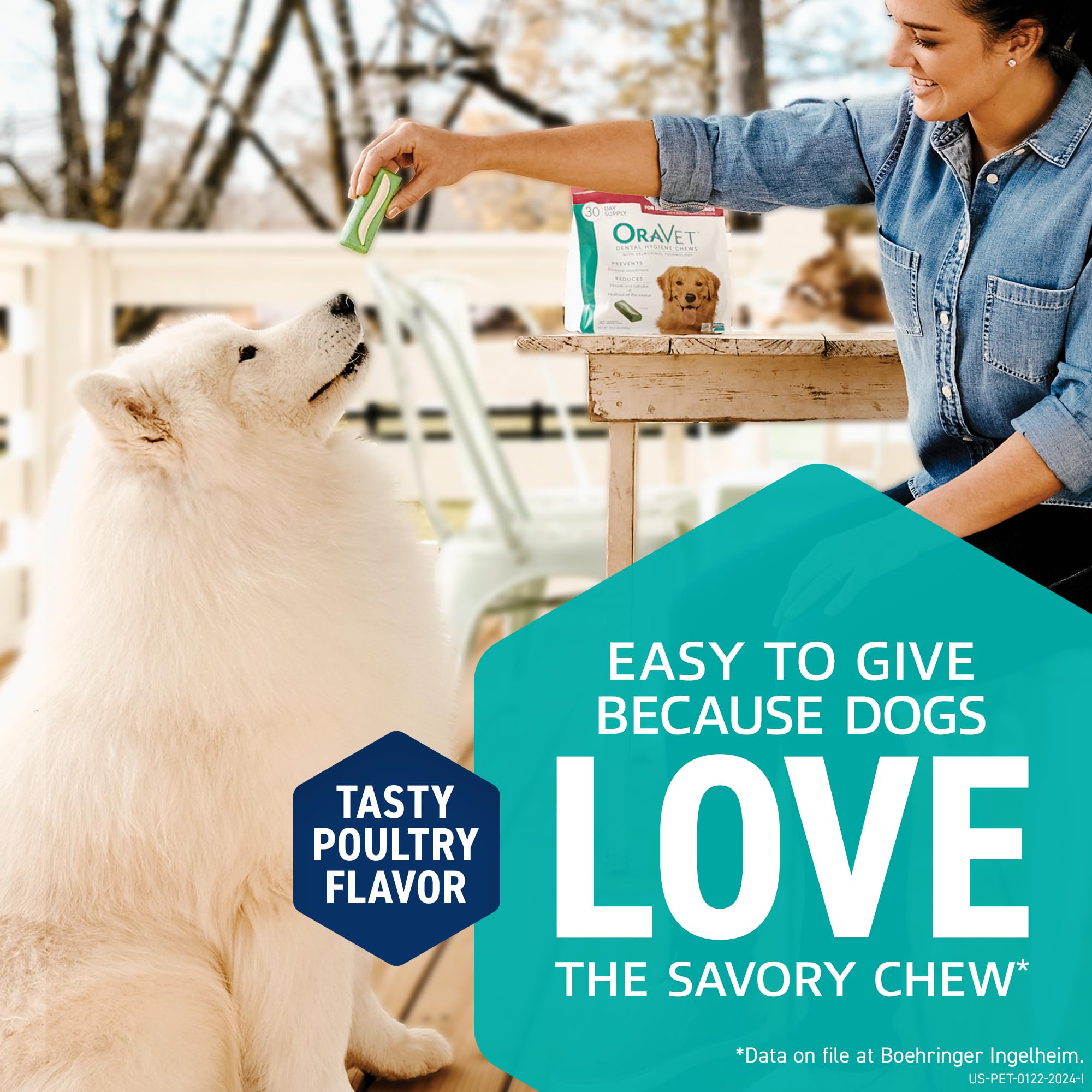 ORAVET Dental Chews for Dogs, Oral Care and Hygiene Chews (Medium Dogs, 25-50 lbs.) Purple Pouch, 30 Count