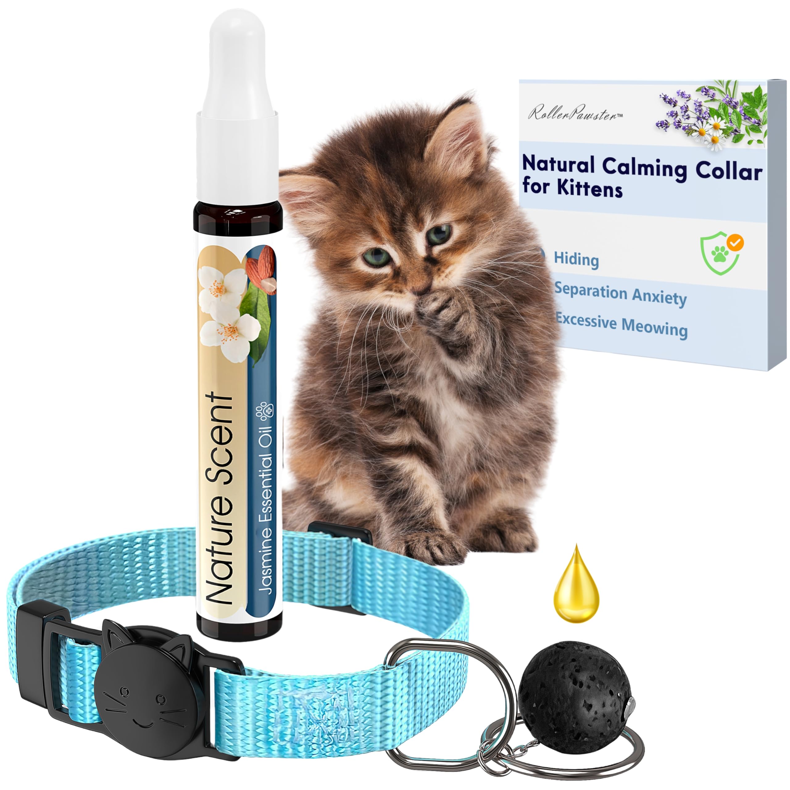 Kitten Calming Collar With 100% Natural Oil, Cat Stress And Anxiety Relief, Kitten Calming Products, Breakaway, Vet-Approved (Pu
