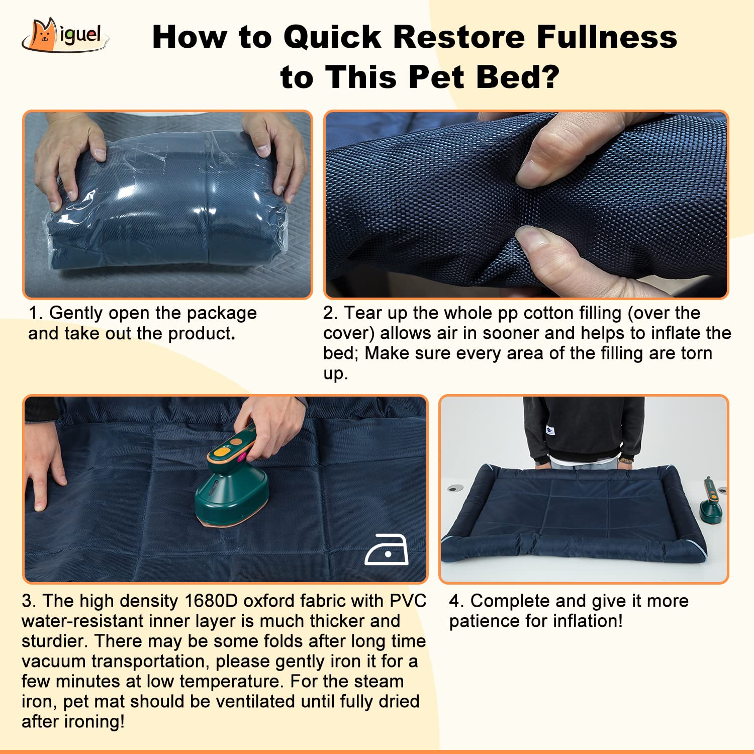 Miguel Outdoor Waterproof Dog Bed For Metal Dog Crates Water-Resistant Oxford All Weather Pet Mat Heavy Duty Durable Easy Clean Travel Indoor Outdoor Puppy Cat Bed(36Inch Dog Bed Dog Crate,Blue)