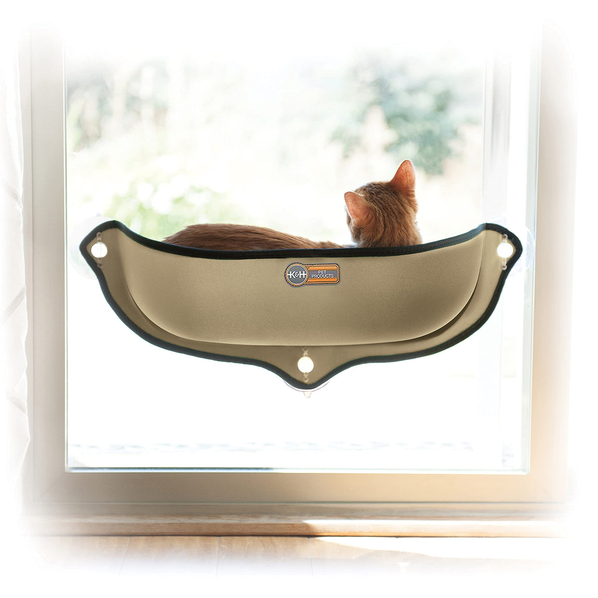 K&H Pet Products EZ Mount Cat Window Perch Bed, Sturdy Cat Window Hammock with Strong Suction Cups, Tool-Free Assembly, Washable
