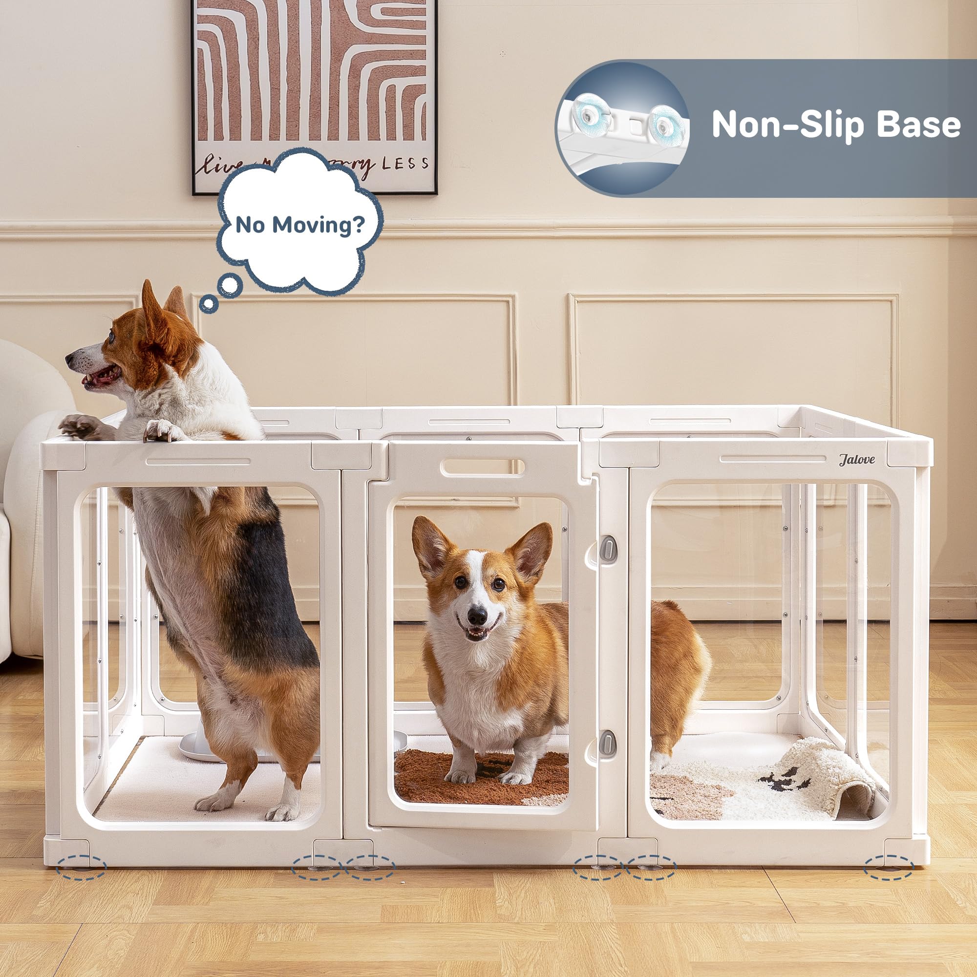 Jalove Acrylic Dog Playpen Indoor, 24 H Plastic Pet Playpen With Door, Clear Pet Play Pen For Puppy Cat Rabbit Ferret, Easy Asse