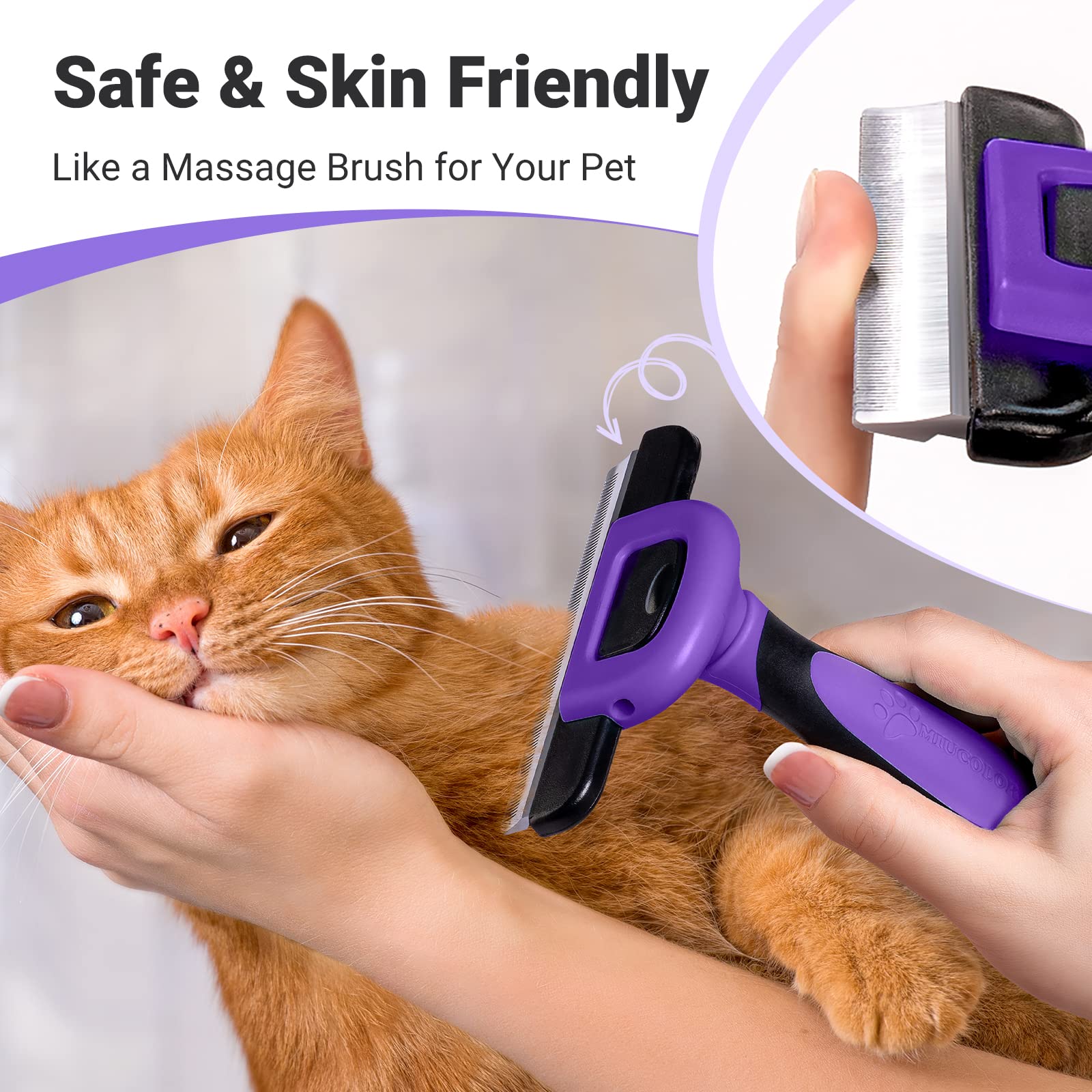 Miu Color Pet Grooming Brush, Deshedding Tool For Dogs & Cats, Effectively Reduces Shedding By Up To 95% For Short Medium And Long Pet Hair, Purple