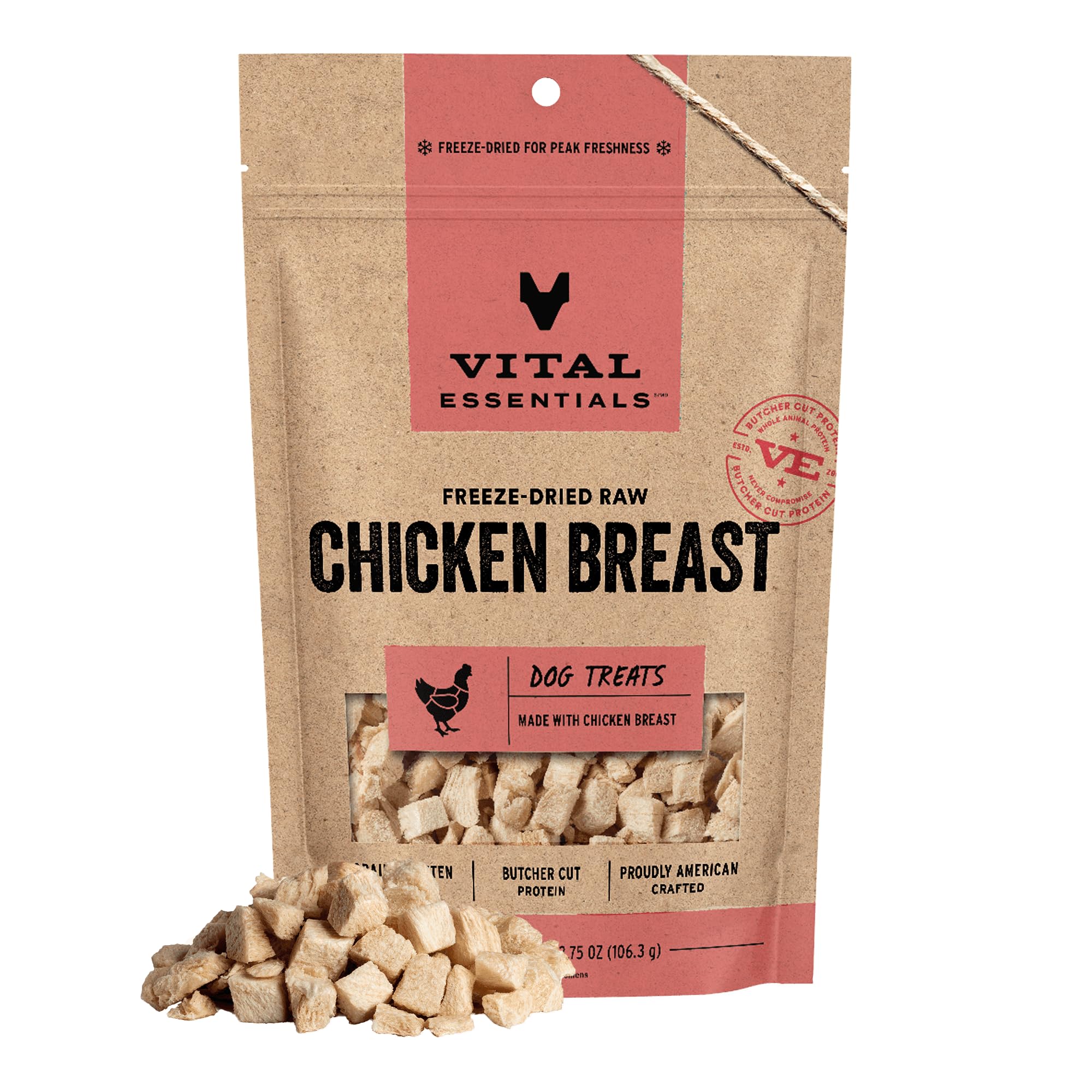 Vital Essentials Chicken Breast Dog Treats, 3.75 oz | Freeze-Dried Raw | Single Ingredient | Premium Quality High Protein Traini