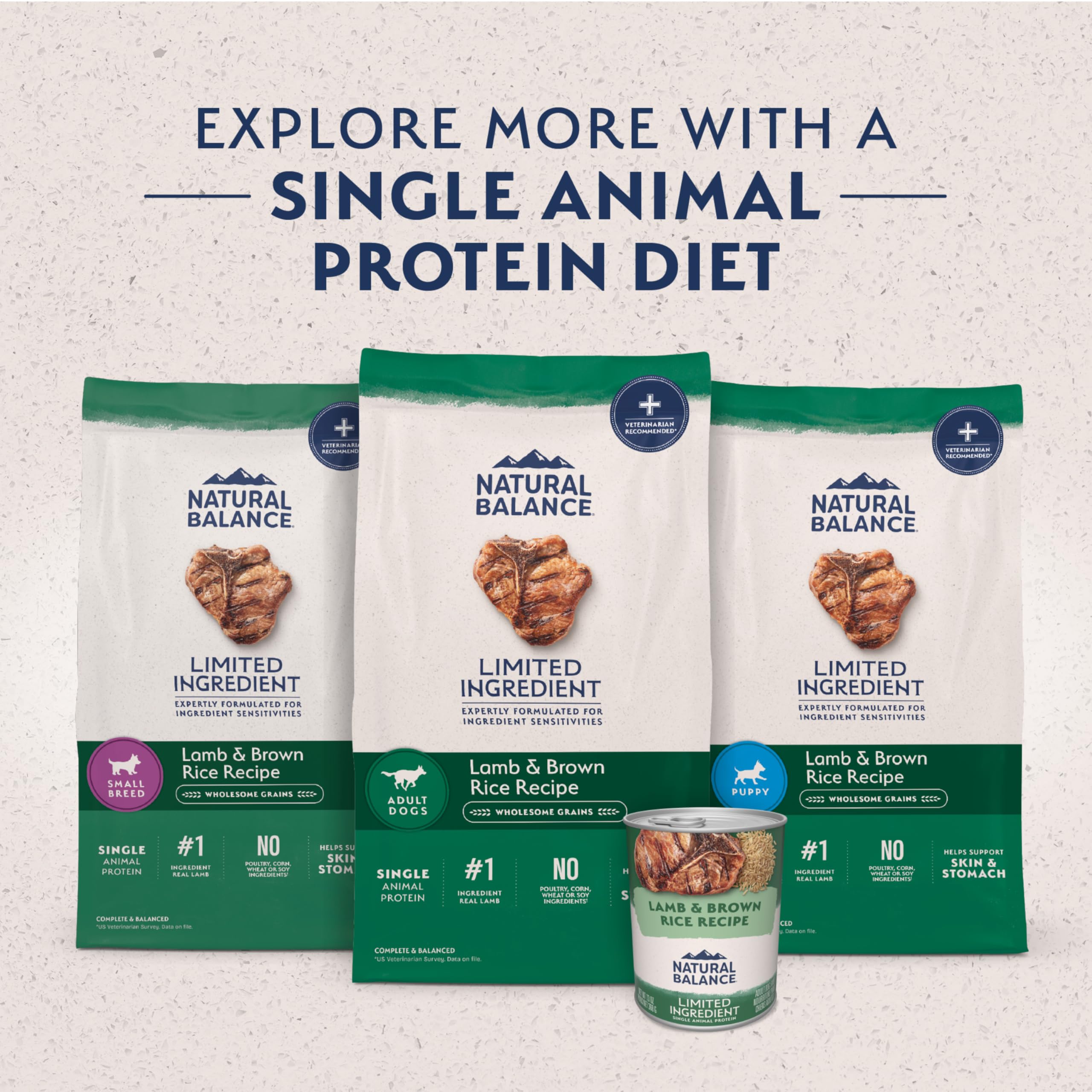 Natural Balance Limited Ingredient Large Breed Adult Dry Dog Food with Healthy Grains, Lamb & Brown Rice Recipe, 12 Pound (Pack
