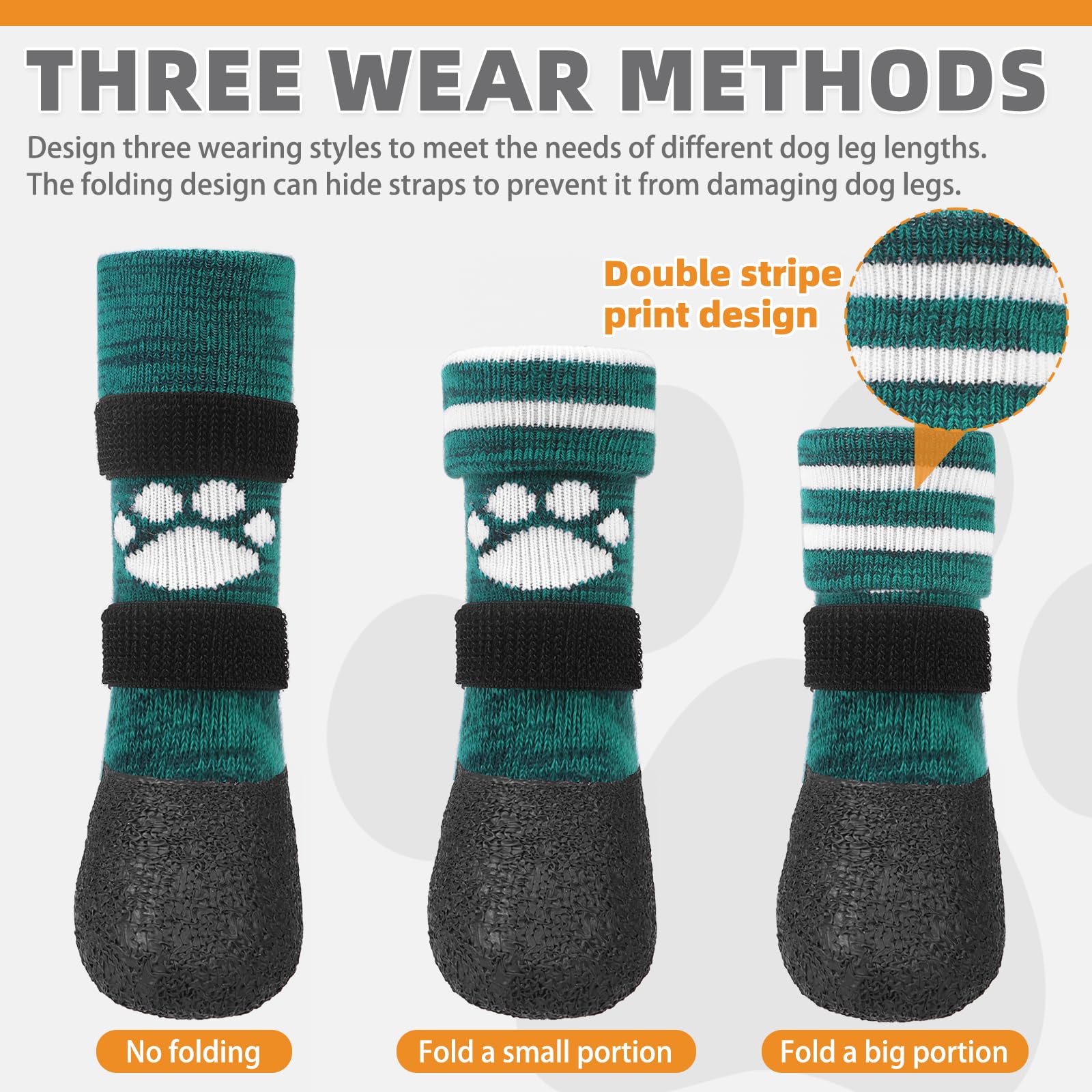KOOLTAIL Anti Slip Dog Socks to Prevent Licking Paws for Hot/Clod Pavement, Waterproof Long Snow Dog Boots&Paw Protectors with S