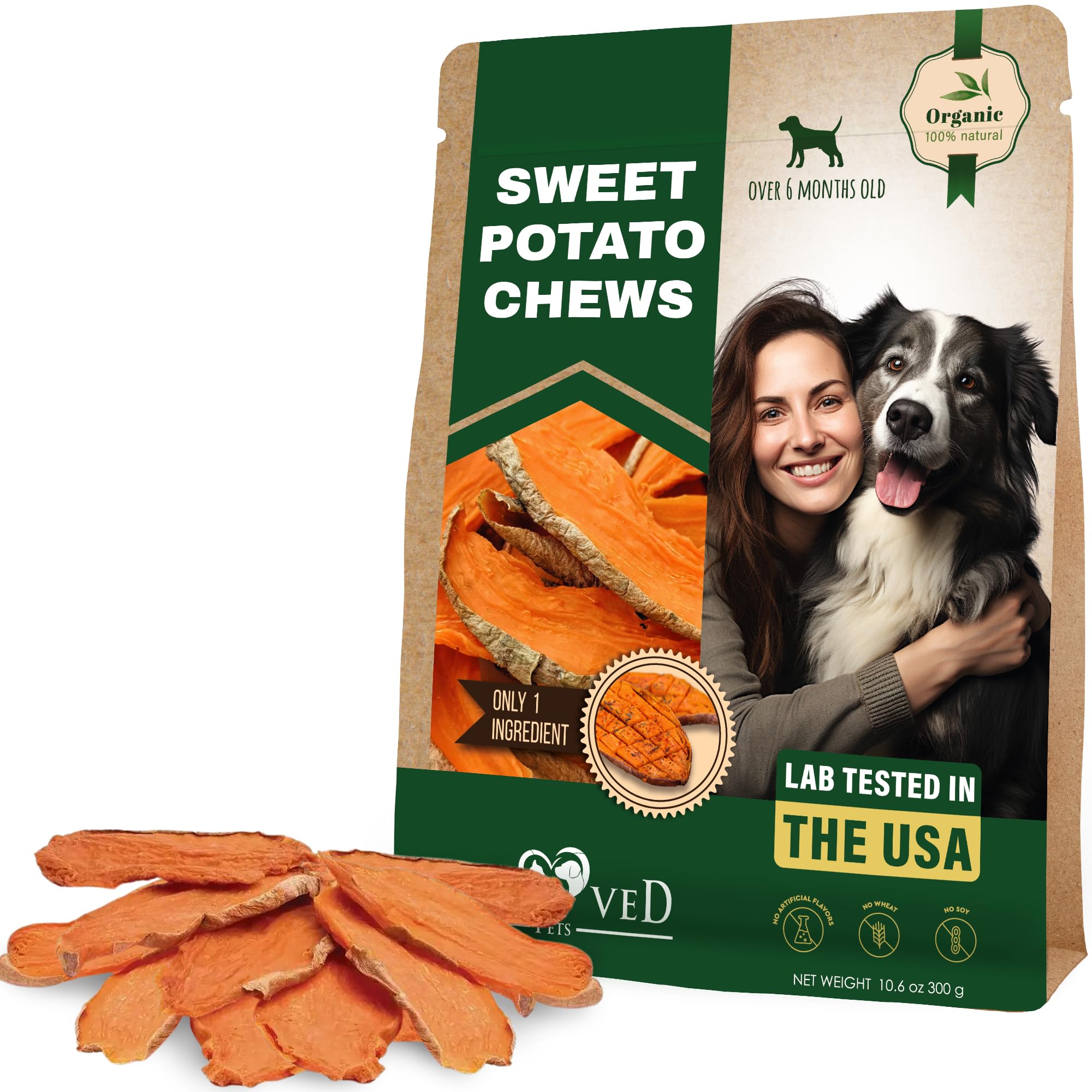 Dog Treats Sweet Potato Chips 11 oz - All Natural Pet Snack Chews - Grain Free & Human Grade Dried Snacks in Bulk - Best Jerky f