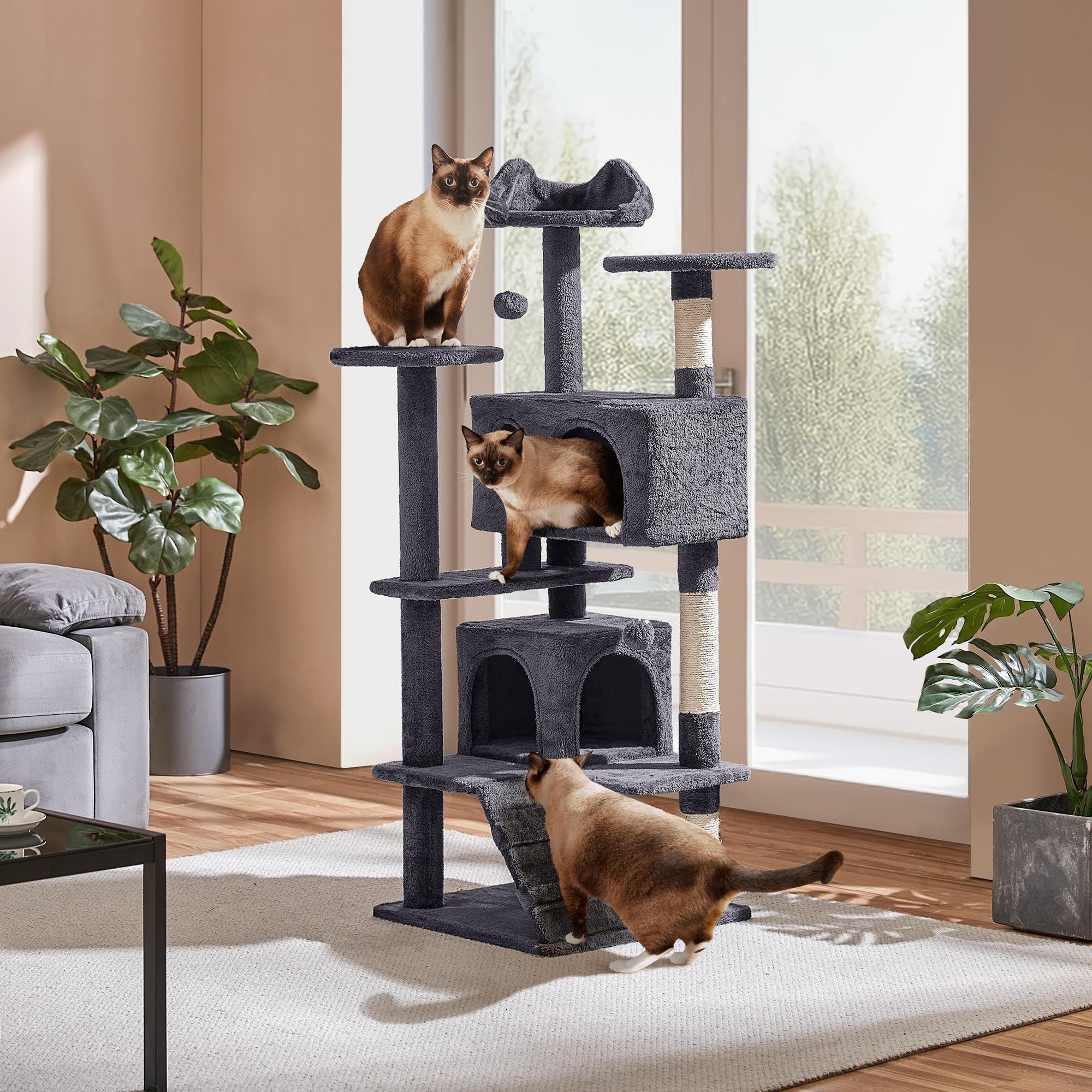 Yaheetech 54In Cat Tree Tower Condo Furniture Scratch Post For Kittens Pet House Play