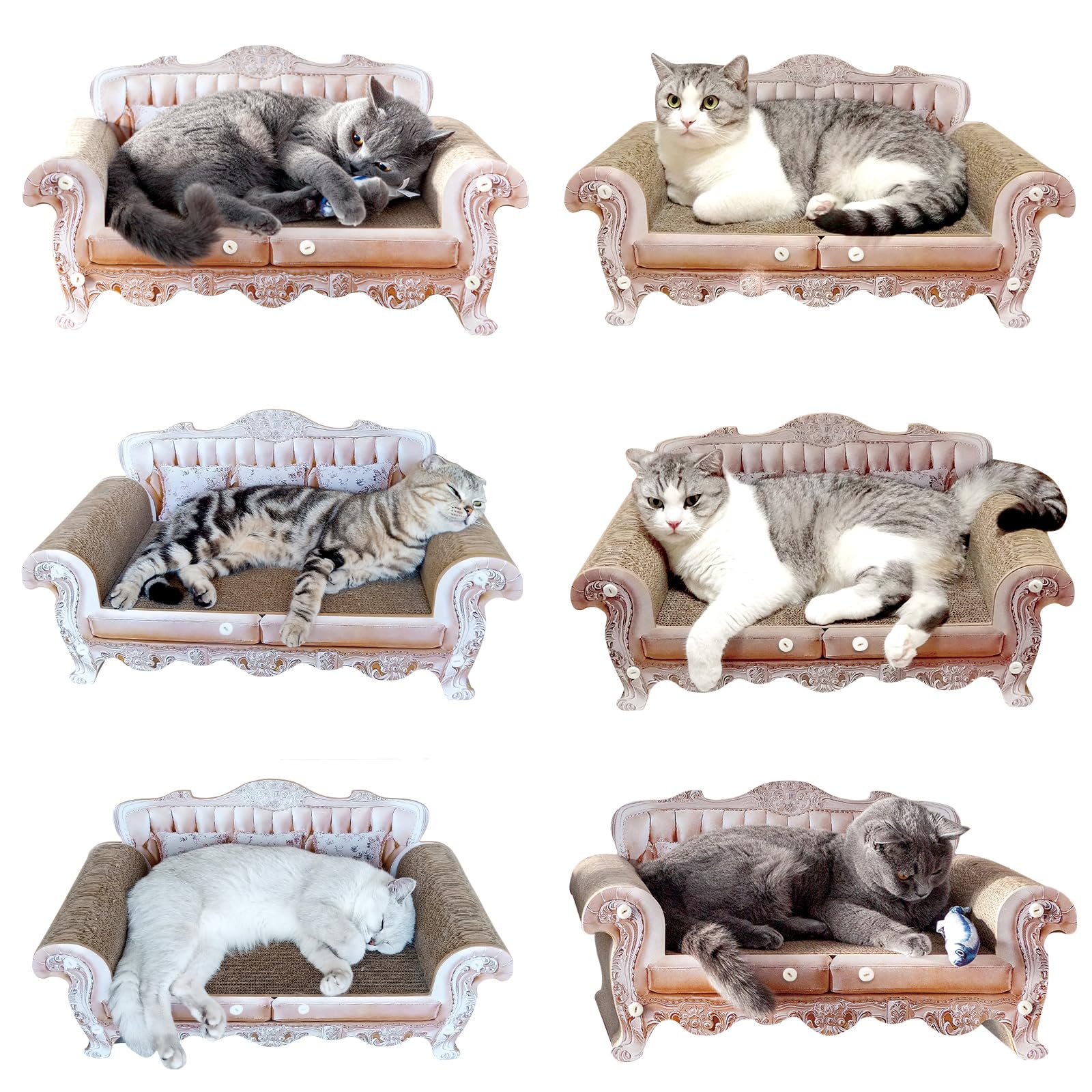 Miwoowim Cat Scratcher Bed, 23 Inch Kitty Couch And 17.3 Inch Scratch Box With Pad, Modern Large Kitten Lounger For Indoor Cats,