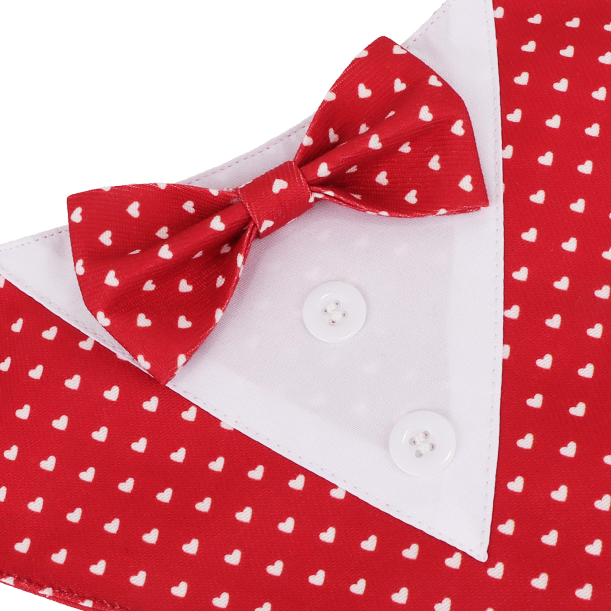 Adoggygo Valentine Dog Tuxedo Bandana, Red Heart Pet Tux With Bowtie Adjustable Valentine Costume For Medium Large Dogs Pets (L)