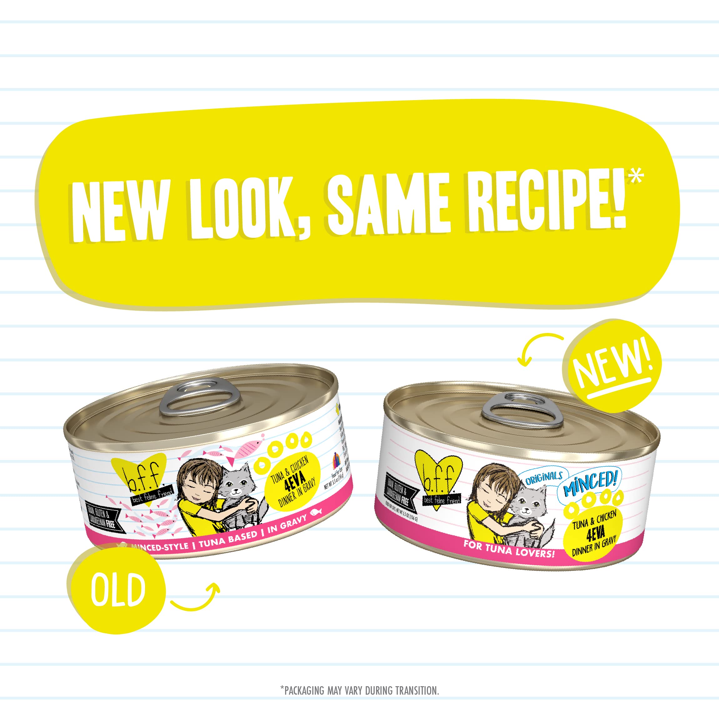 Weruva Best Feline Friend (B.F.F.) Tuna & Chicken 4-Eva with Tuna & Chicken in Gravy Cat Food, 5.5oz Can (Pack of 24)