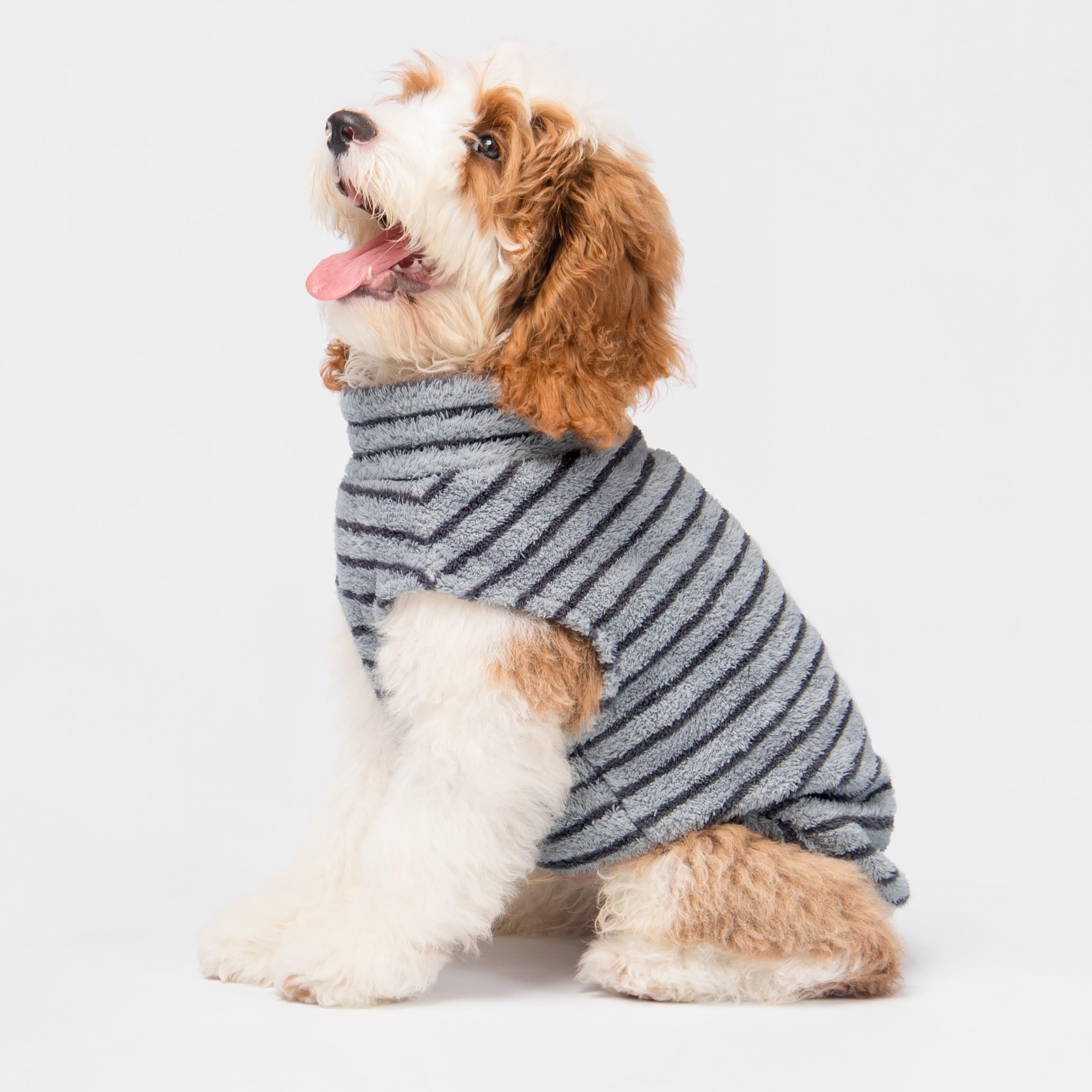 Fitwarm 2 Pack Striped Fleece Dog Sweater, Warm Winter Dog Clothes for Small Dogs Boy Girl, Fuzzy Pet Outfit, Doggy Pullover Jum