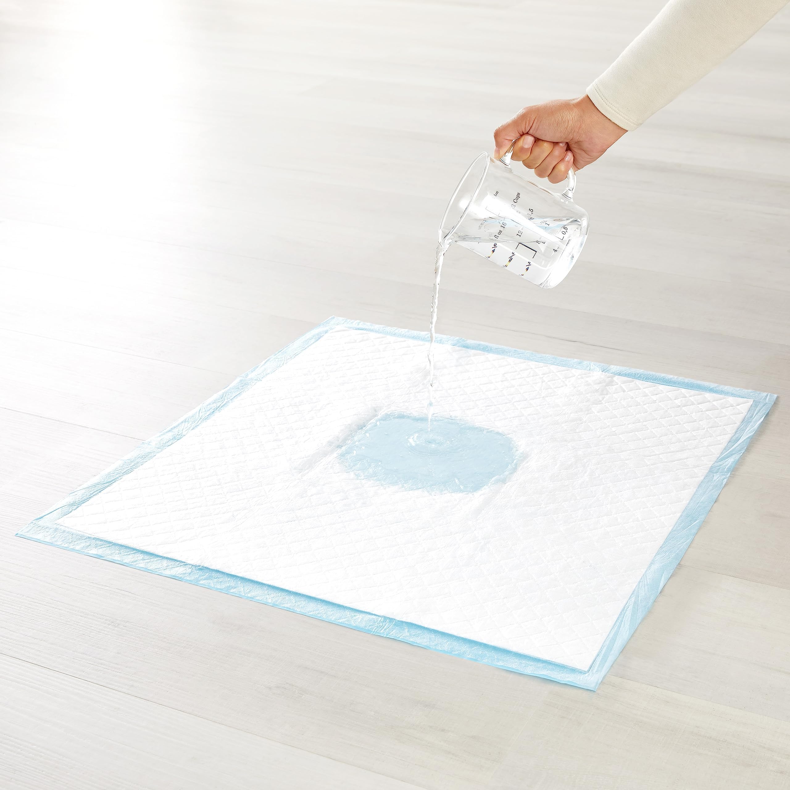 Amazon Basics Leakproof, Absorbent, Disposable Puppy Pads for Potty Training, Heavy Duty Absorbency, Regular Size, 24 x 23 Inche