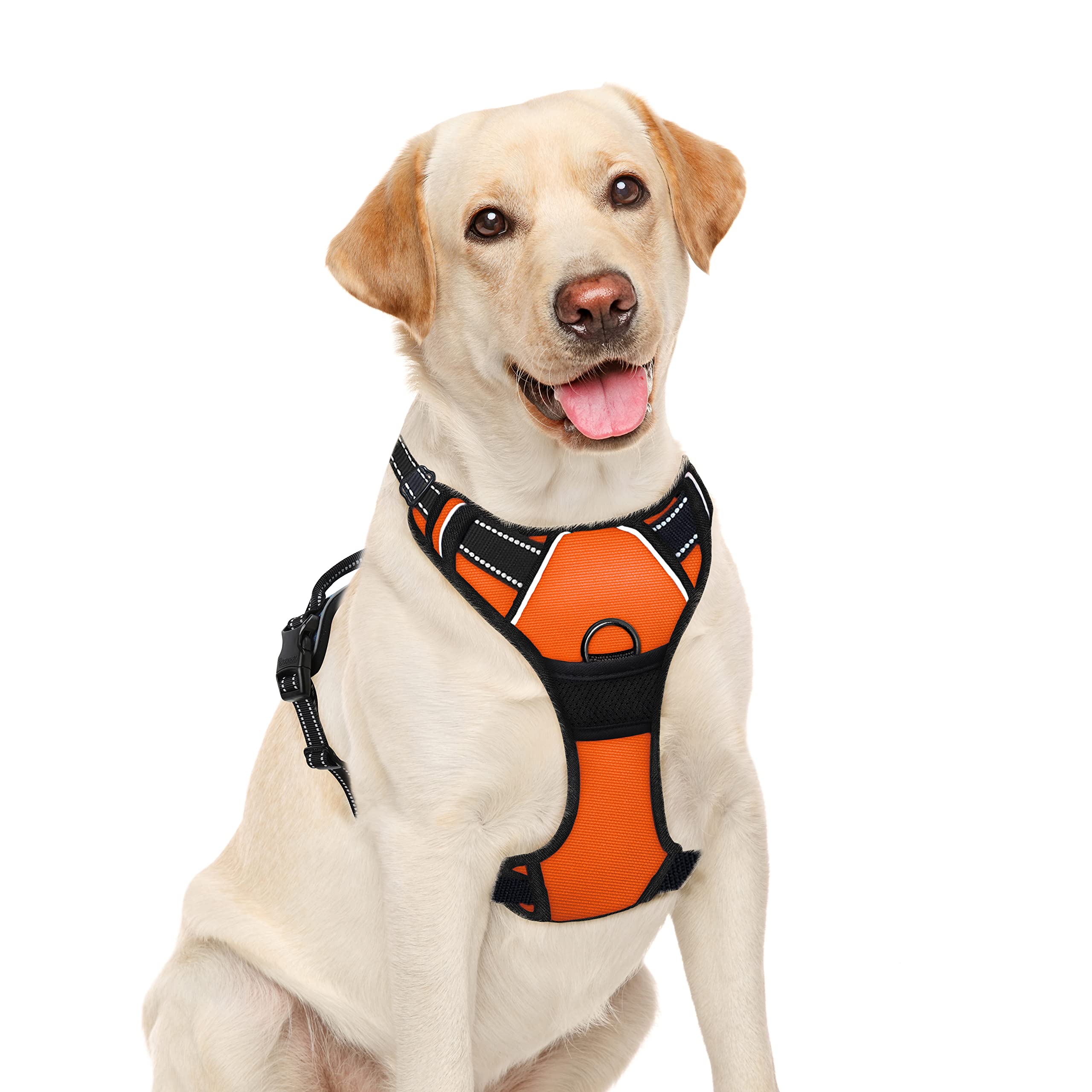 Barkbay No Pull Dog Harness Large Step In Reflective Dog Harness With Front Clip And Easy Control Handle For Walking Training Running(Orange,L)
