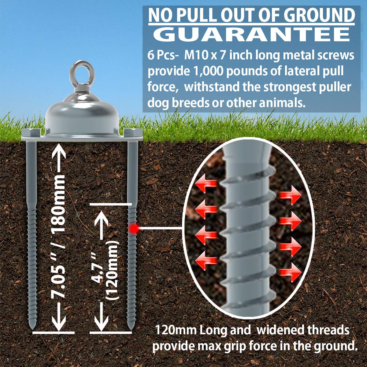 360° Swivel Dog Tie Out Stake Dog Anchor - 2025 Upgrade - Heavy Duty Stainless Steel Dog Yard Stake For Small To Large Dogs 6 Pcs Dog Tethers Holds 1500Lbs Of Pull Force Great For Yard Camping Outdoor