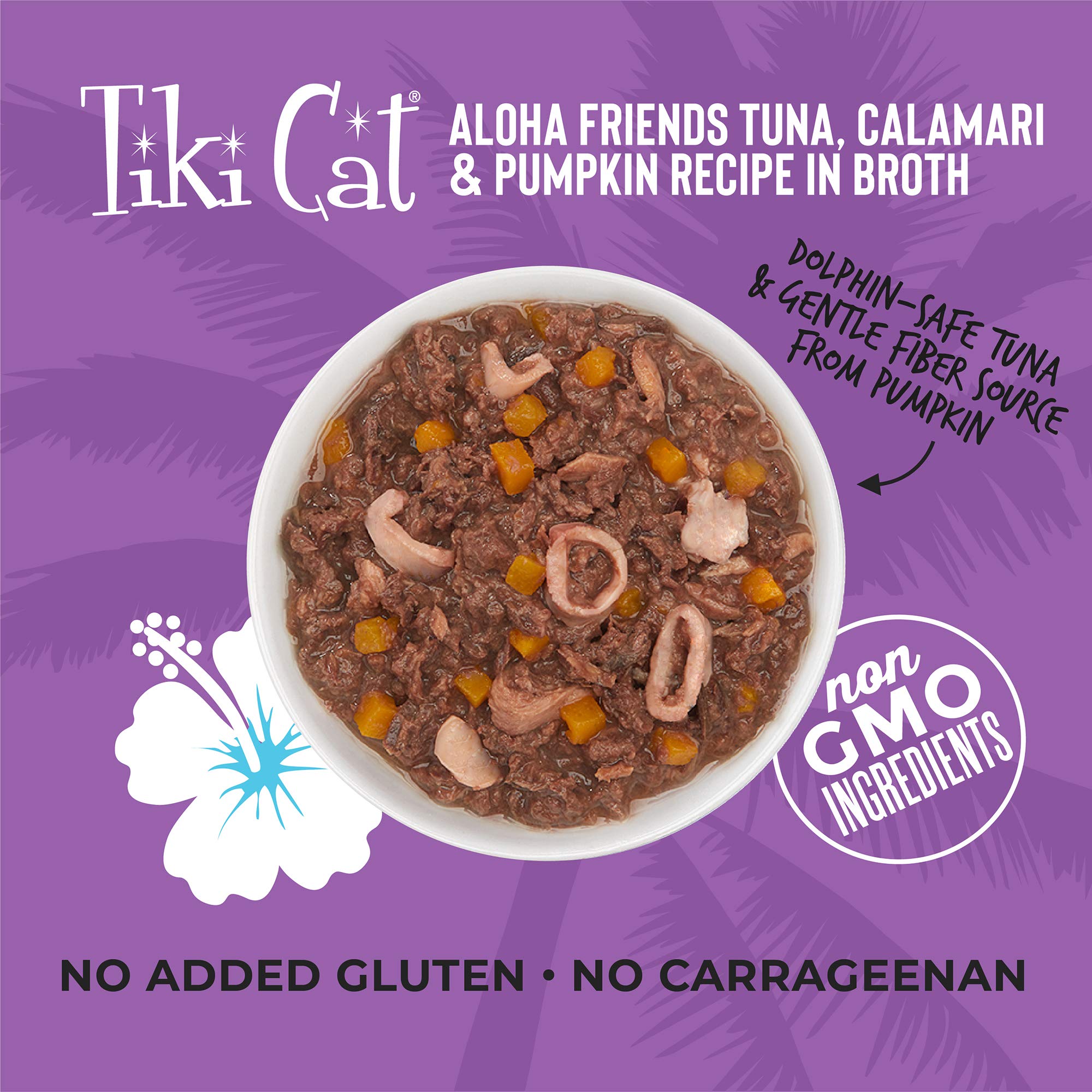 Tiki Cat Aloha Friends, Tuna, Calamari & Pumpkin, Grain-Free & High Moisture, Wet Cat Food for All Life Stages 5.5 oz. Cans (Pac