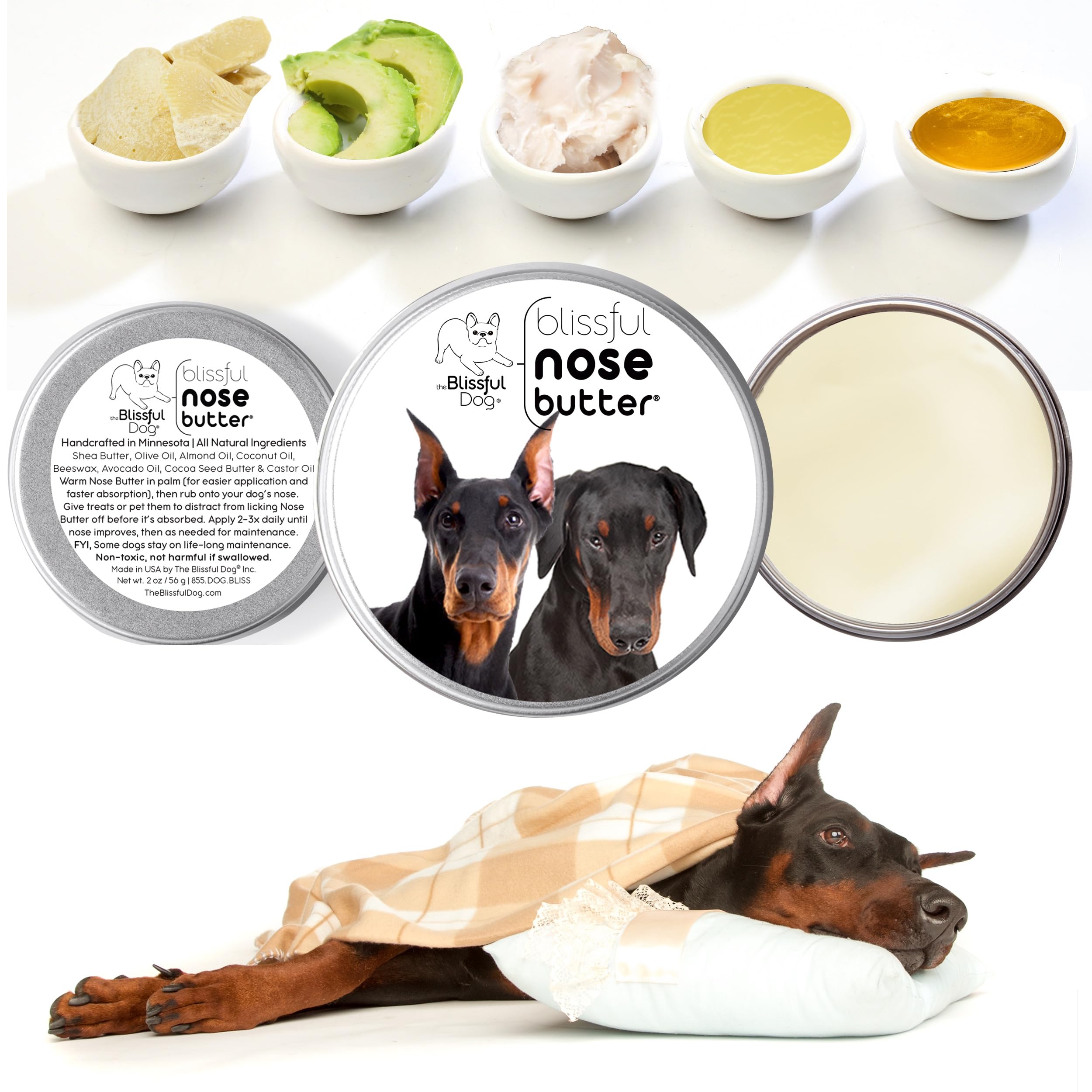 The Blissful Dog Doberman Pinscher Unscented Nose Butter, 16oz