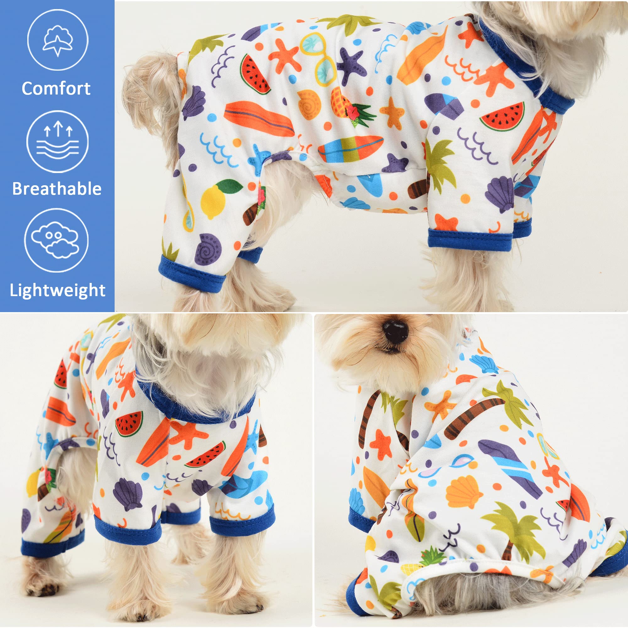 Dog Pajamas For Small Medium Dog Boy Girl, Fruit Banana Avocado Pattern, Spring Summer Dog Clothes Pet Jammies, Puppy Pjs, Doggi
