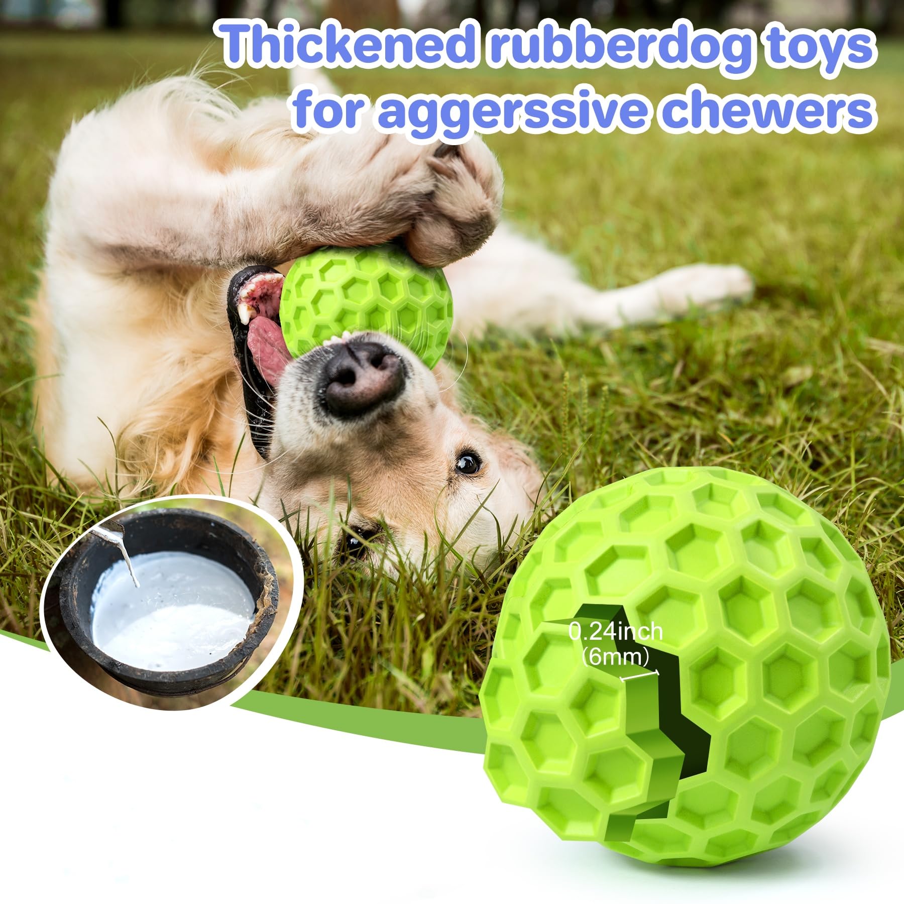 DISSKNIC Indestructible Squeaky Dog Balls Puppy Toys, Interactive Dog Toys for Small Dogs, Puppy Chew Toys for Teething and Rela