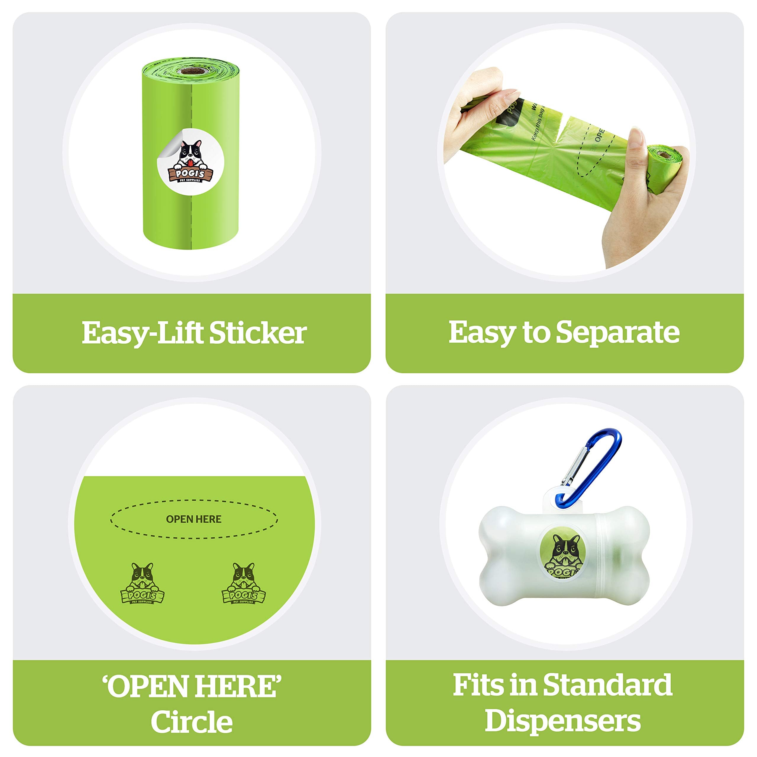 Pogi'S Compostable Dog Poop Bags - 18 Rolls (270 Doggie Poop Bags) - Leak-Proof Dog Waste Bags, Plant-Based Astm D6400, En 13432
