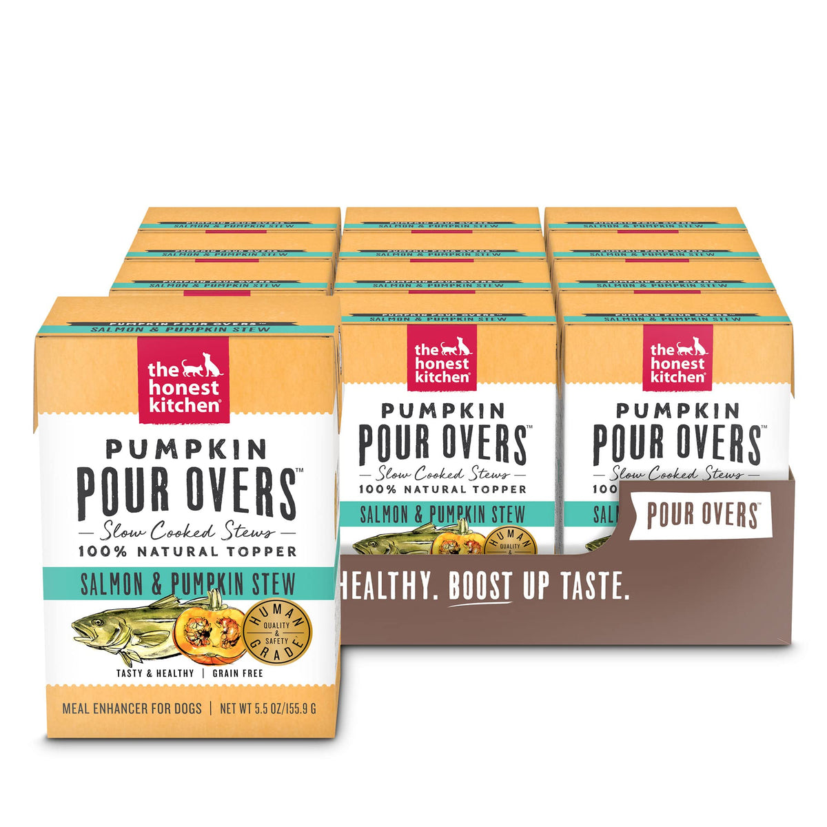 The Honest Kitchen Pumpkin Pour Overs Wet Toppers For Dogs (12 Pack), 5.5 Oz - Salmon Stew