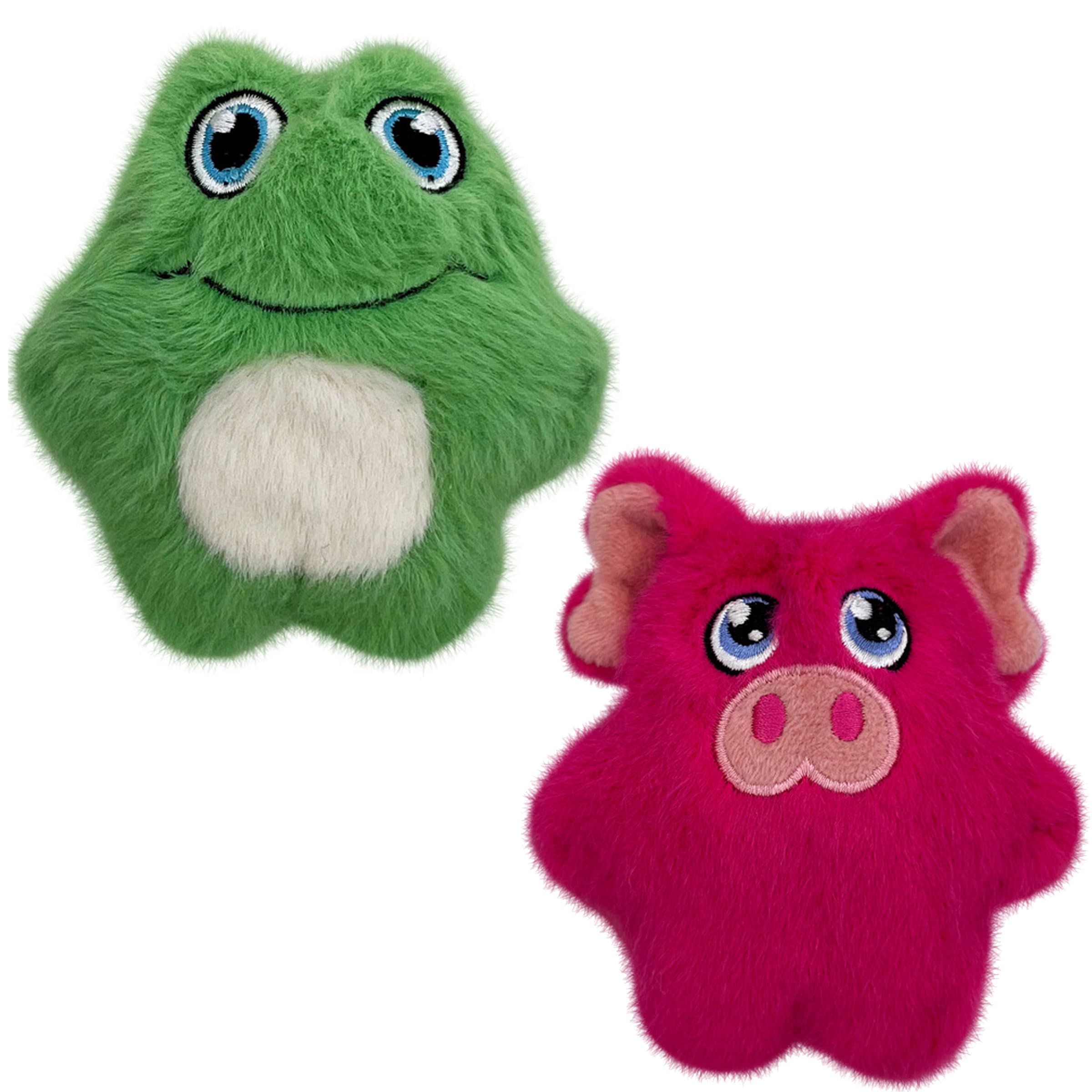 Kong Snuzzles Kiddos Mini Extra Small Dog Toy - Soft Plush Squeaky Toy For Small Dogs & Puppies (Frog/Pig Combo)