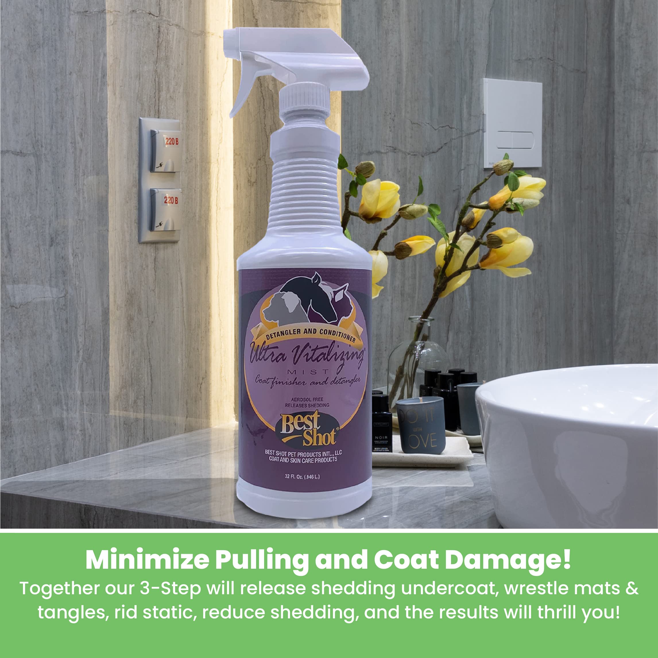 Best Shot Ultra-Vitalizing Mist Detangler and Conditioner with Pet Coat Release Technology, Moisturizing Conditioner for Dogs, C