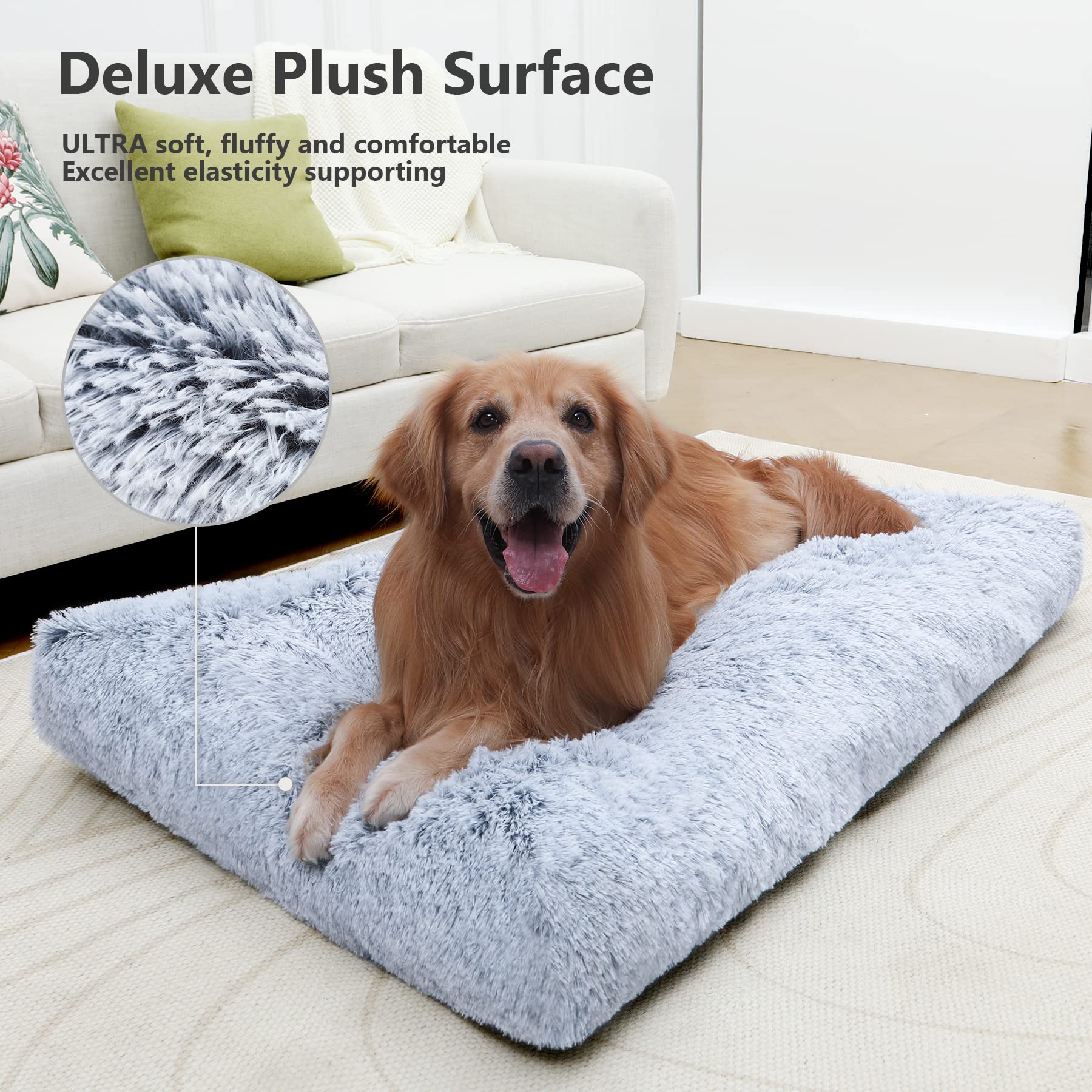 Vonabem Extra Large Dog Bed Washable Waterproof With Removable Cover, 48 Inch Dog Crate Bed For Jumbo Large Xlarge Dogs Fluffy P