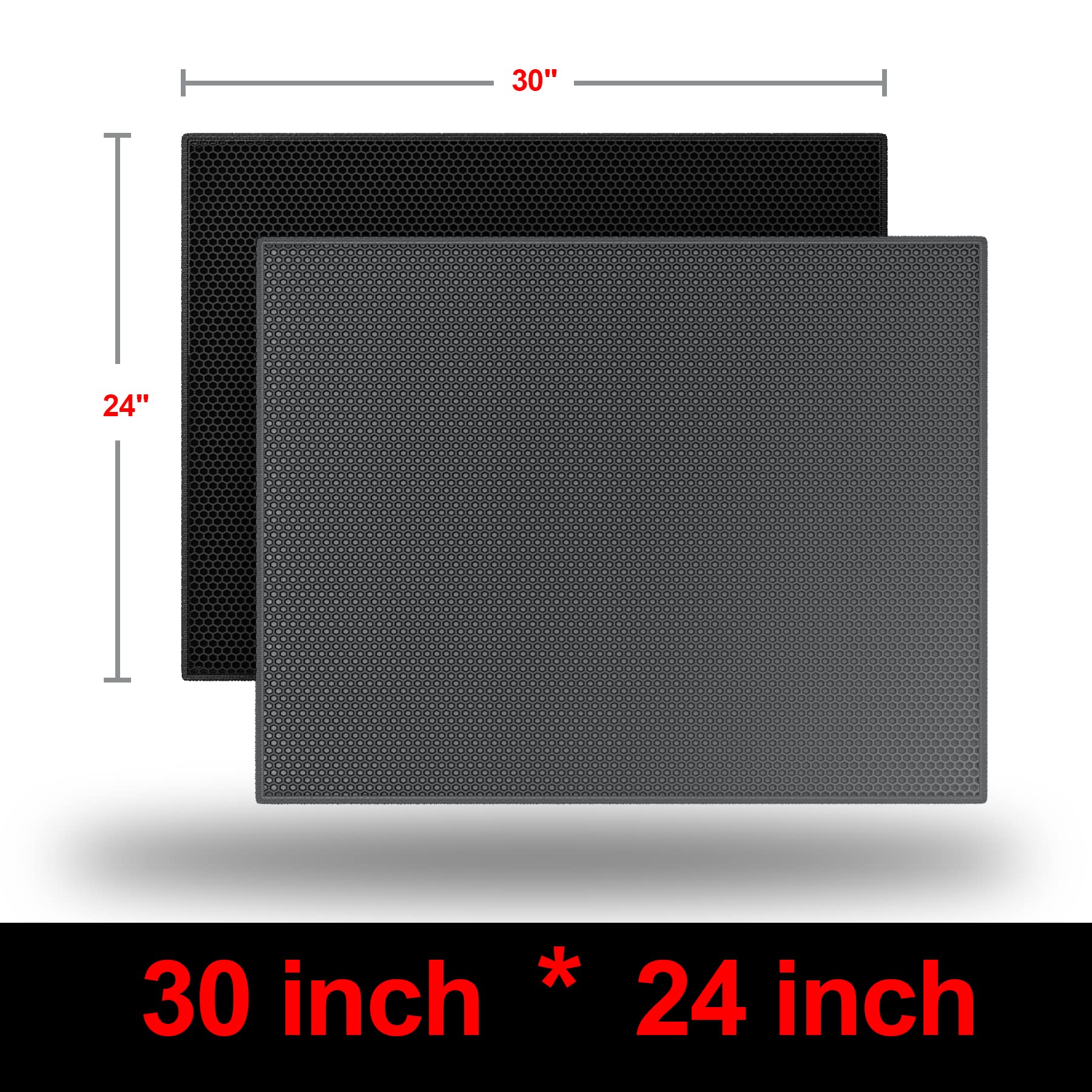 Waretary Cat Litter Mat, 30' X 24' Litter Trapping Mat, Double Layer Honeycomb Litter Box Mat, Urine & Waterproof Kitty Litter Mat, Scatter Control Easy Clean (Gray)