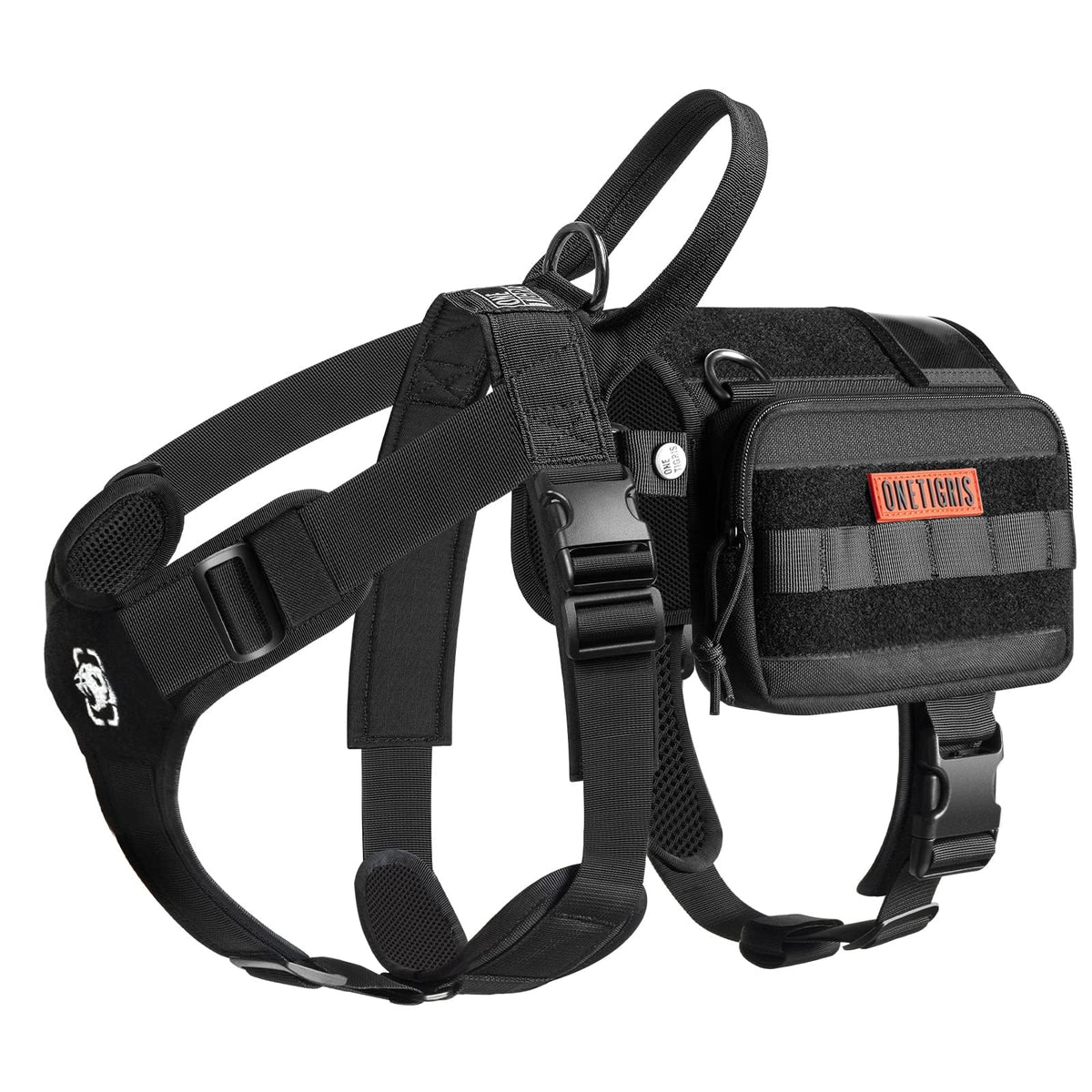 Onetigris Service Dog Vest Harness, Service Dog Cape Guardian Dog Molle Backpack With Pouches For Medium And Large Dogs (Black, 