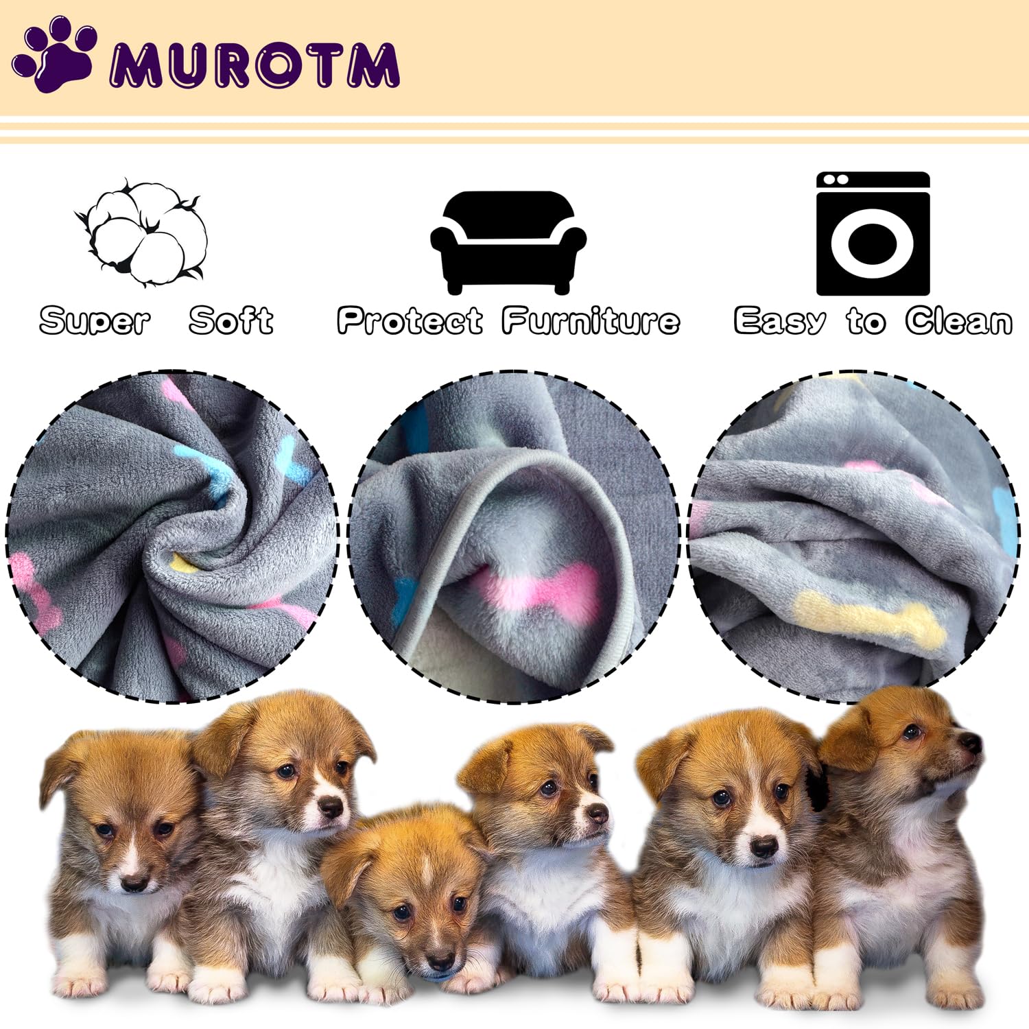 1 Pack 3 Washable Dog Blankets For Dog And Cat,Super Soft Flannel Dog Blanket Pet Blanket-Cute Claw Pattern Pet Blanket Mat 41 X