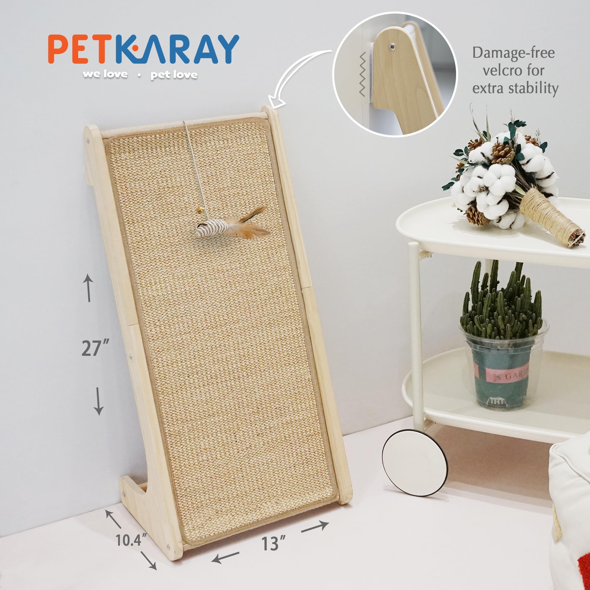 Petkaray Cat Scratcher, Cat Sisal Scratching Ramp, L Shape Cat Scratch Pad For Indoor Cats, Wall Furniture Protector With Catnip