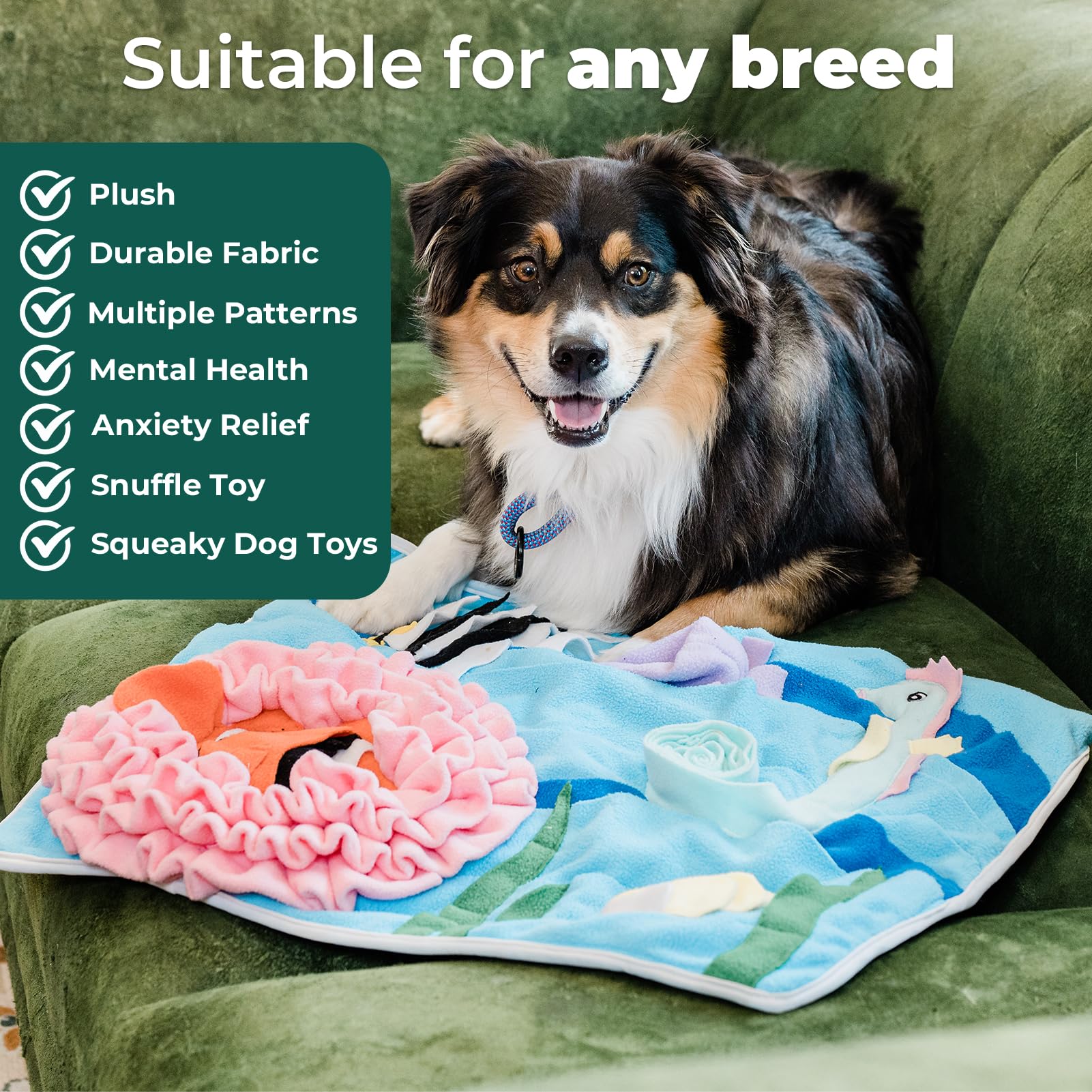 Snuffle Mat For Dogs Under The Sea, Large Dog Snuffle Mat 21    X 18.5   , Dog Enrichment Toy Slow Feeder, Puppy Toys To Keep Th