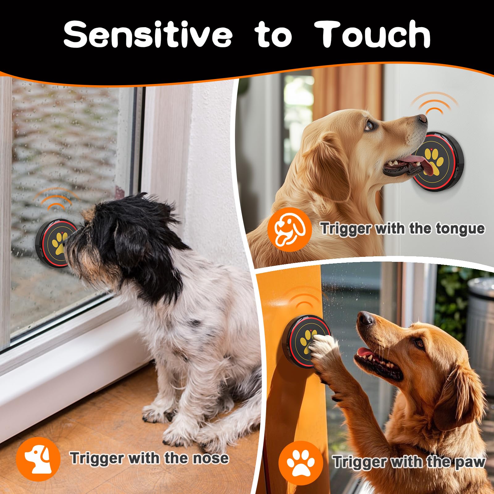 Chunhee Smart Dog Door Bell Wireless Puppy Doorbell For Potty Training, Dog Bells To Go Outside, Doggie Bell For Dogs To Ring To