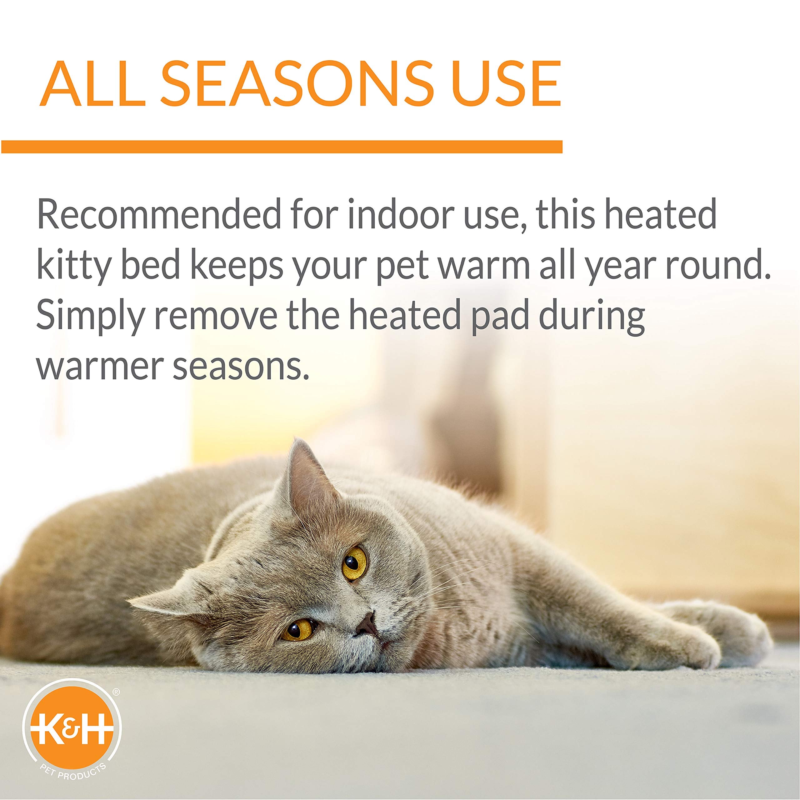 K&H Pet Products Thermo-Kitty Bed Heated Cat Bed For Indoor Cats , Electric Warming Bed For Cats And Small Dogs, Washable Therma