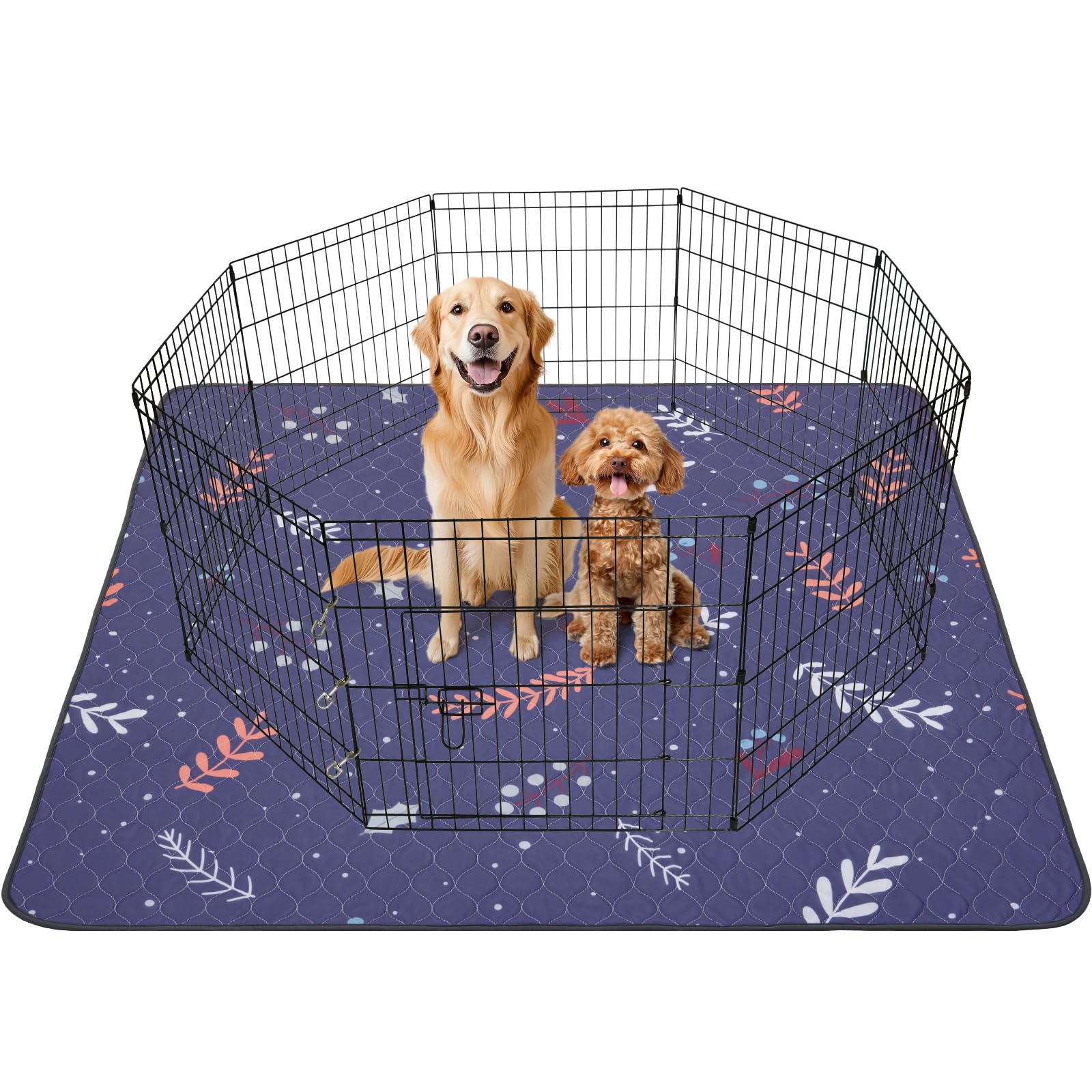 Loobani Pee Pads For Dogs Washable: Large Reusable Puppy Training Pads 48'' X 48'', 2 Pack Absorbent Dog Pee Pads Non-Slip, Wate