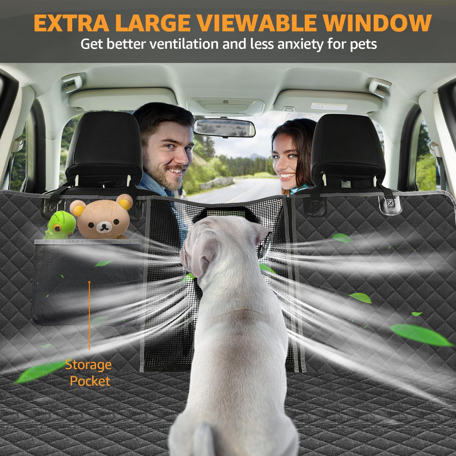Nzonpet Dog Back Seat Covers For Trucks, 100% Waterproof With Big Mesh Window, Xl Nonslip Scratchproof Dog Truck Hammock, Heavy