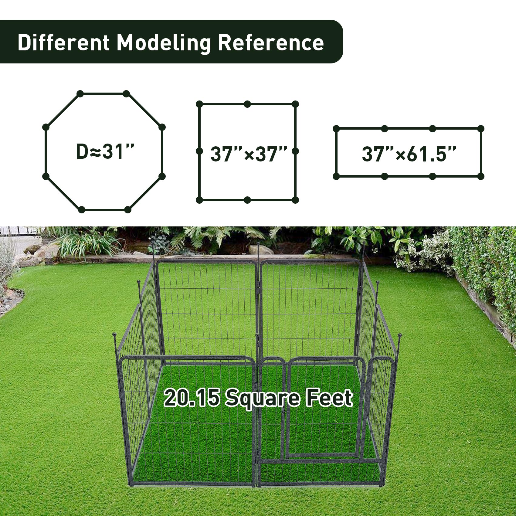 Mestyl Dog Playpen, 40'' Height 8 Panels Outdoor Pet Play Pen, Big Dog Exercise Play Pen For Large/Medium/Small Dogs, Foldable P